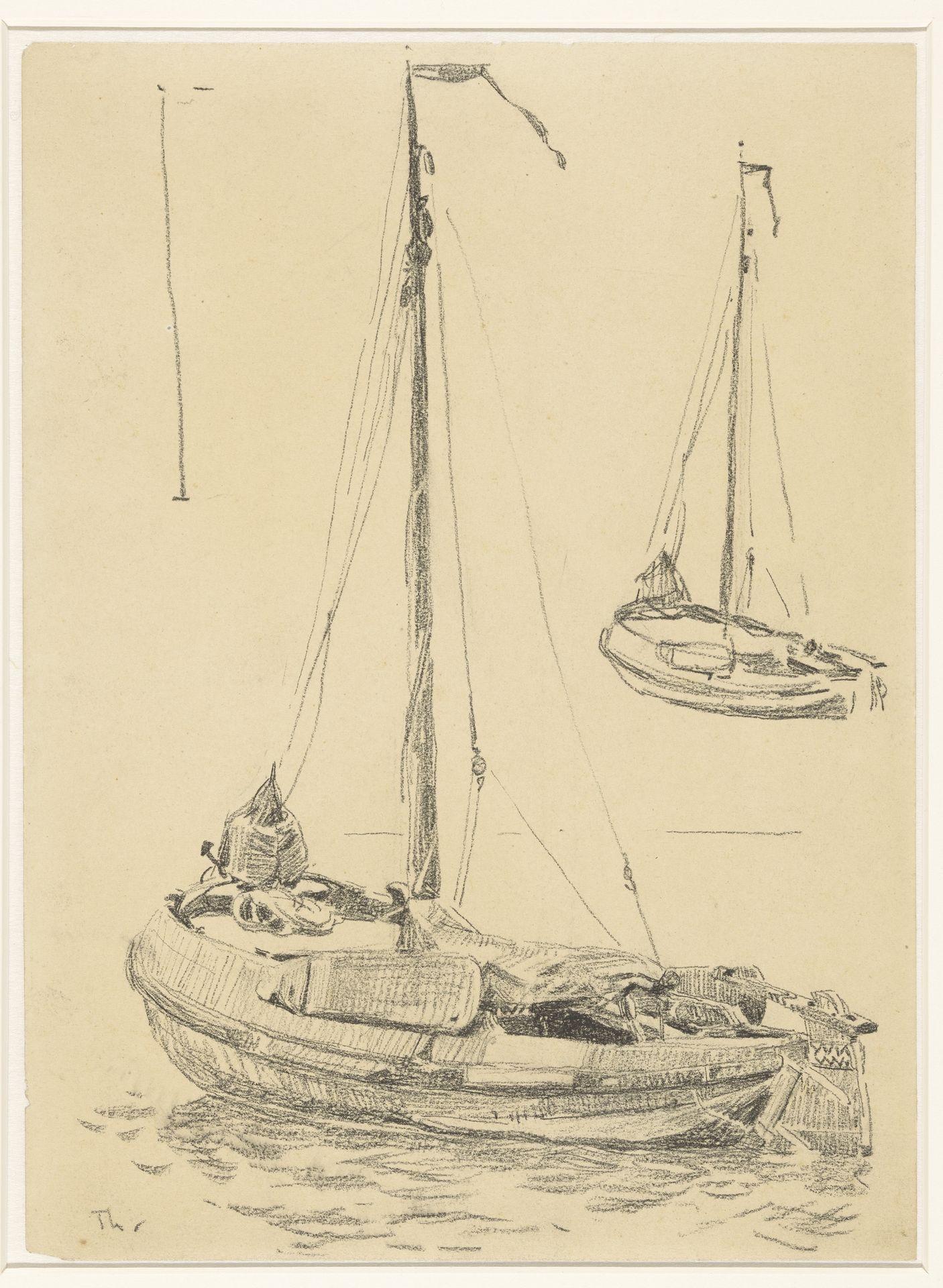 Studieblad met twee boten by Willem Bastiaan Tholen