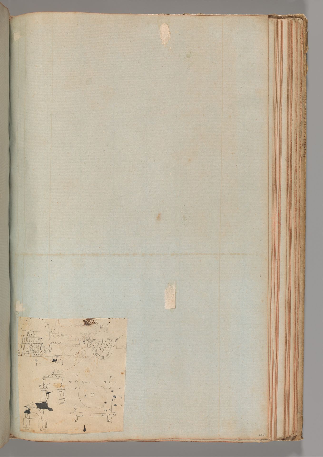 Page from a Scrapbook containing Drawings and Several Prints of Architecture, Interiors, Furniture and Other Objects by Charles Percier
