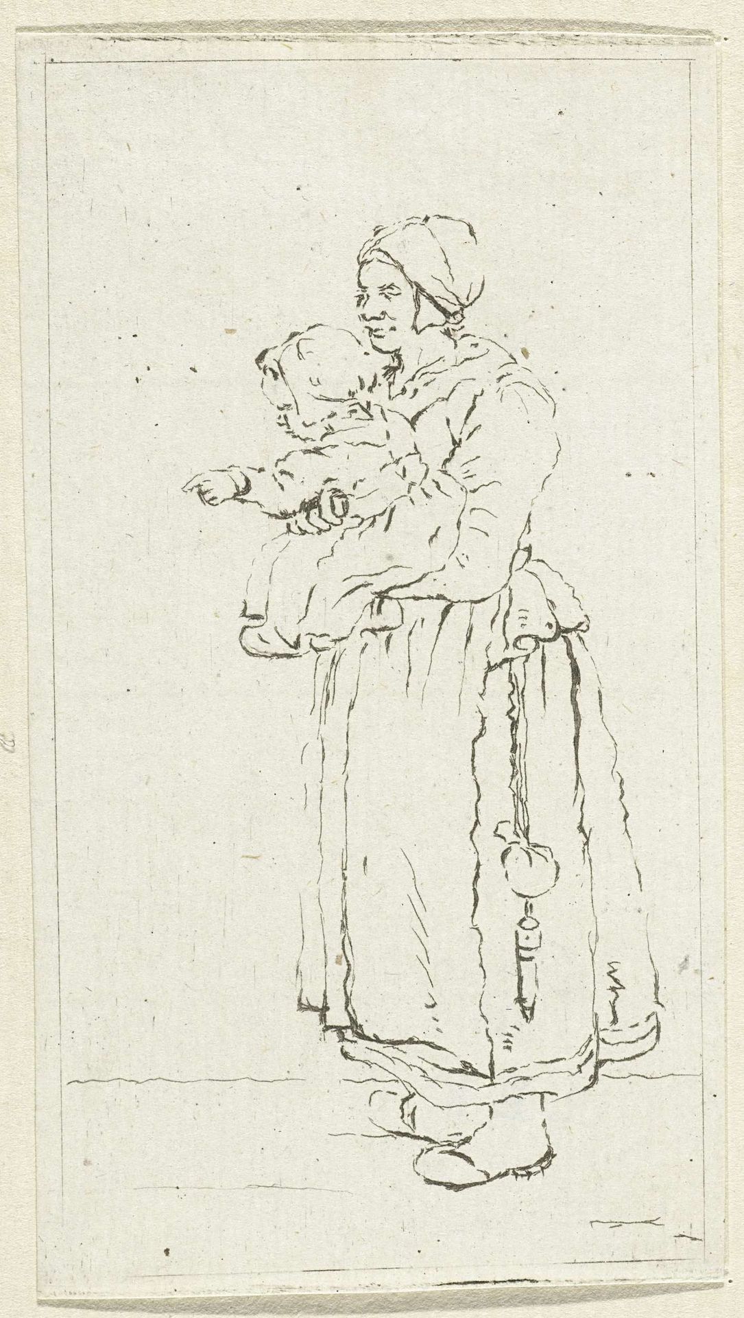 Staande moeder met kind by Pieter de Mare