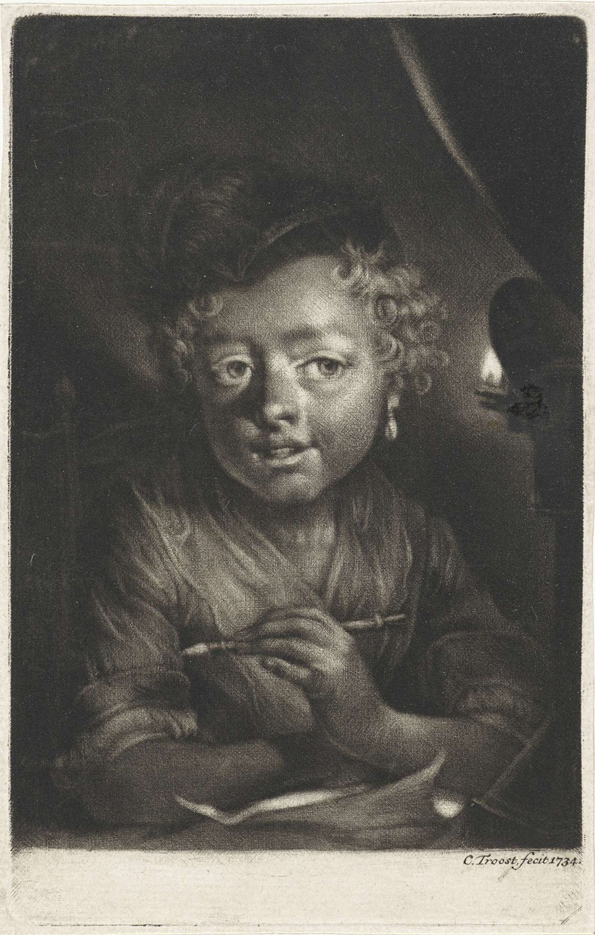 Portret van een meisje, mogelijk Johanna Troost by Cornelis Troost