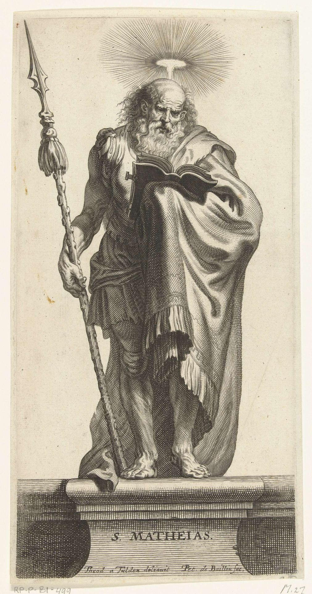 Apostel Matthias met speer by Pieter de Bailliu