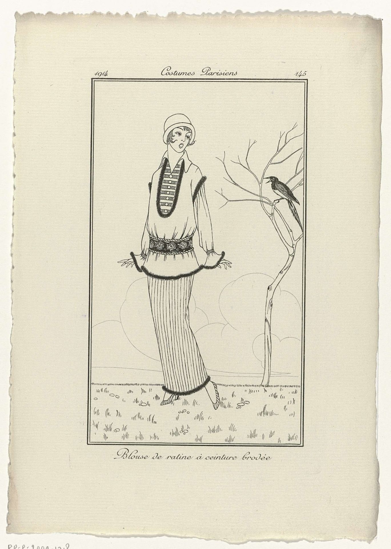 Journal des Dames et des Modes, Costumes Parisiens, 1914, No. 145 : Blouse de ratin (...) by Anonymous