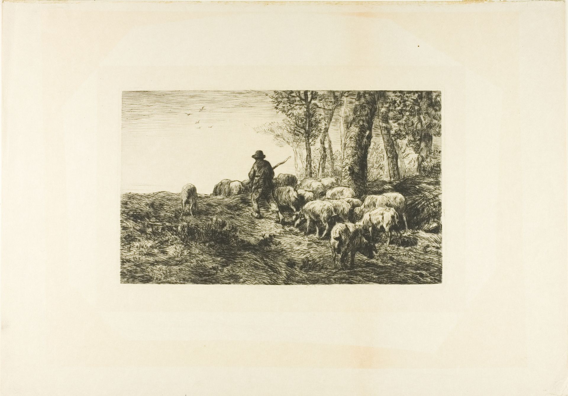 Herd of Pigs with Swineherd by Charles Jacque