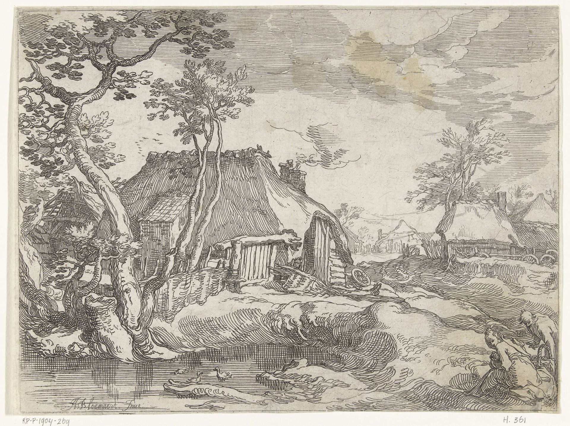 Landschap met boerderijen aan landweg by Boëtius Adamsz. Bolswert