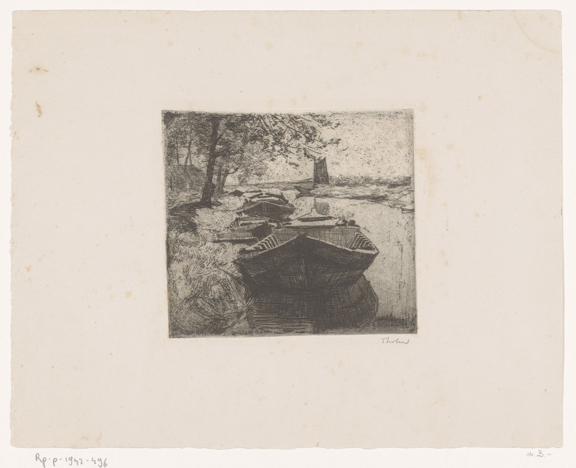 Aangemeerde boten by Willem Bastiaan Tholen