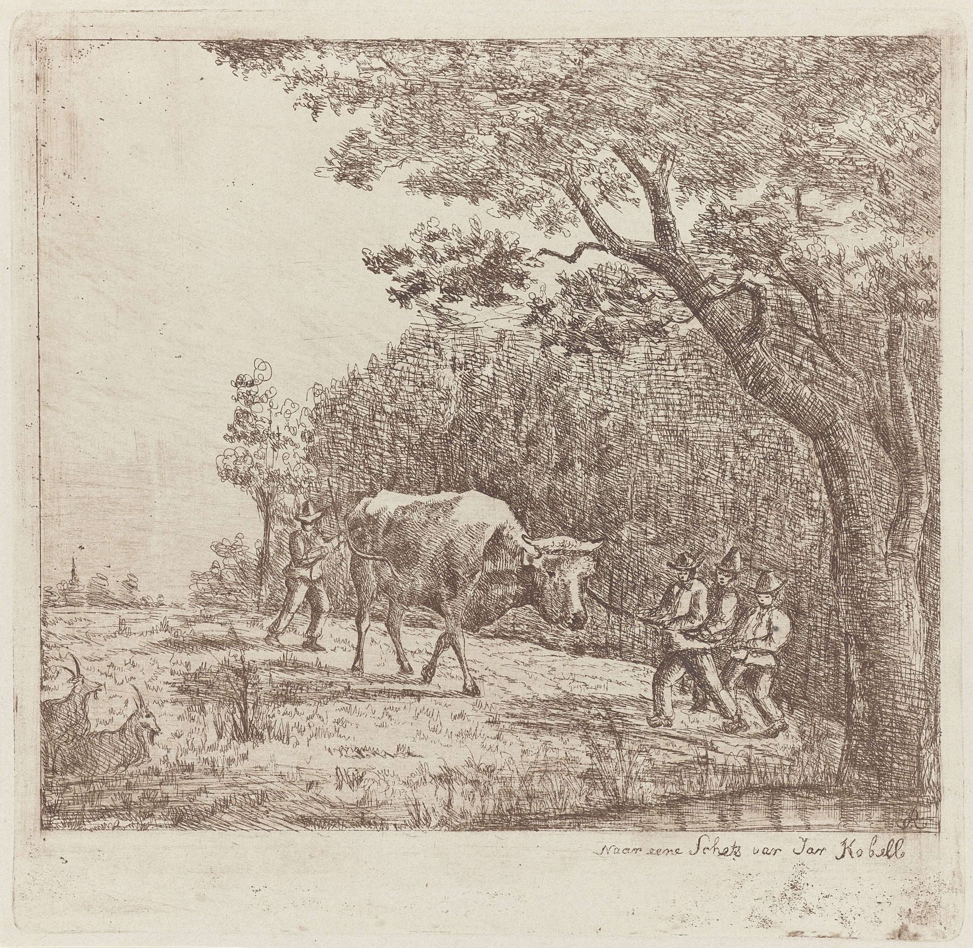 Vier mannen en een stier by Eberhard Cornelis Rahms