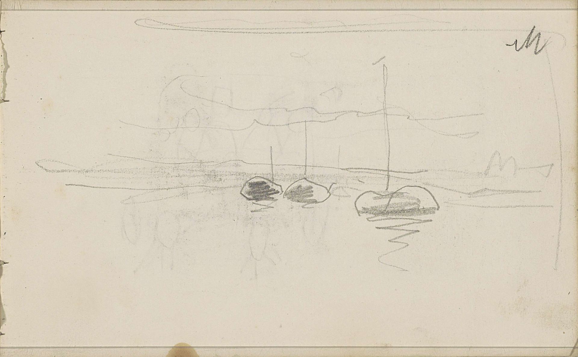 Zeilschepen op het water by Anton Mauve