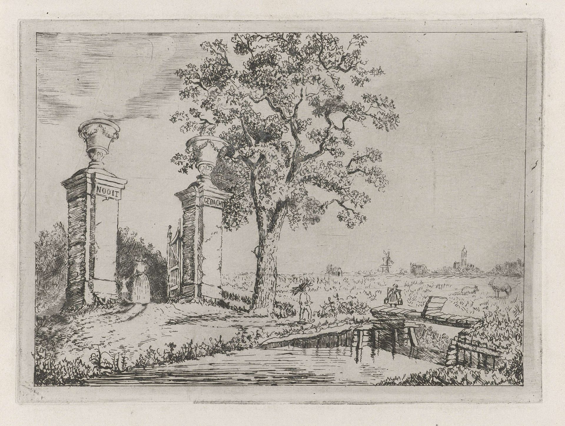 Ingang van de buitenplaats 'Nooit Gedacht' by Eberhard Cornelis Rahms