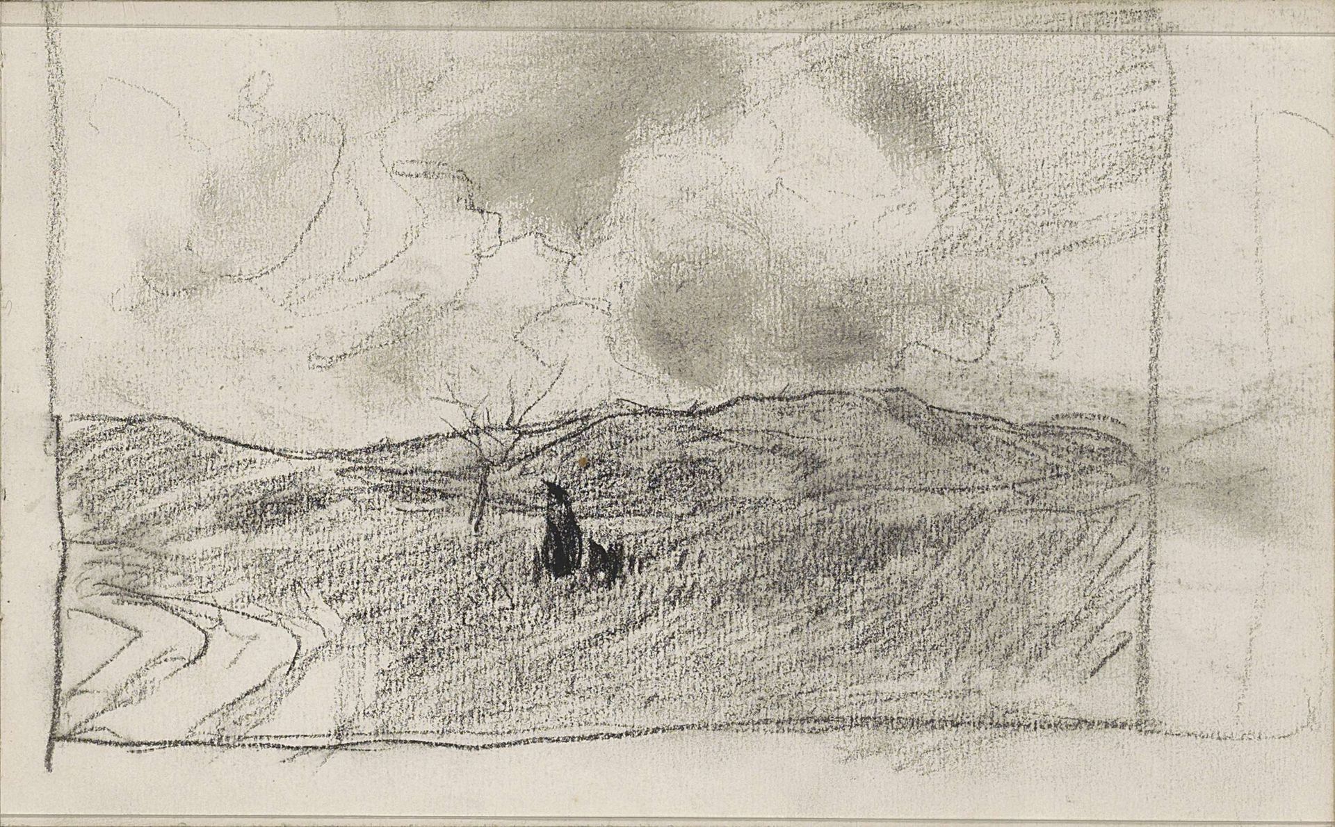 Heuvellandschap met een kale boom by Anton Mauve