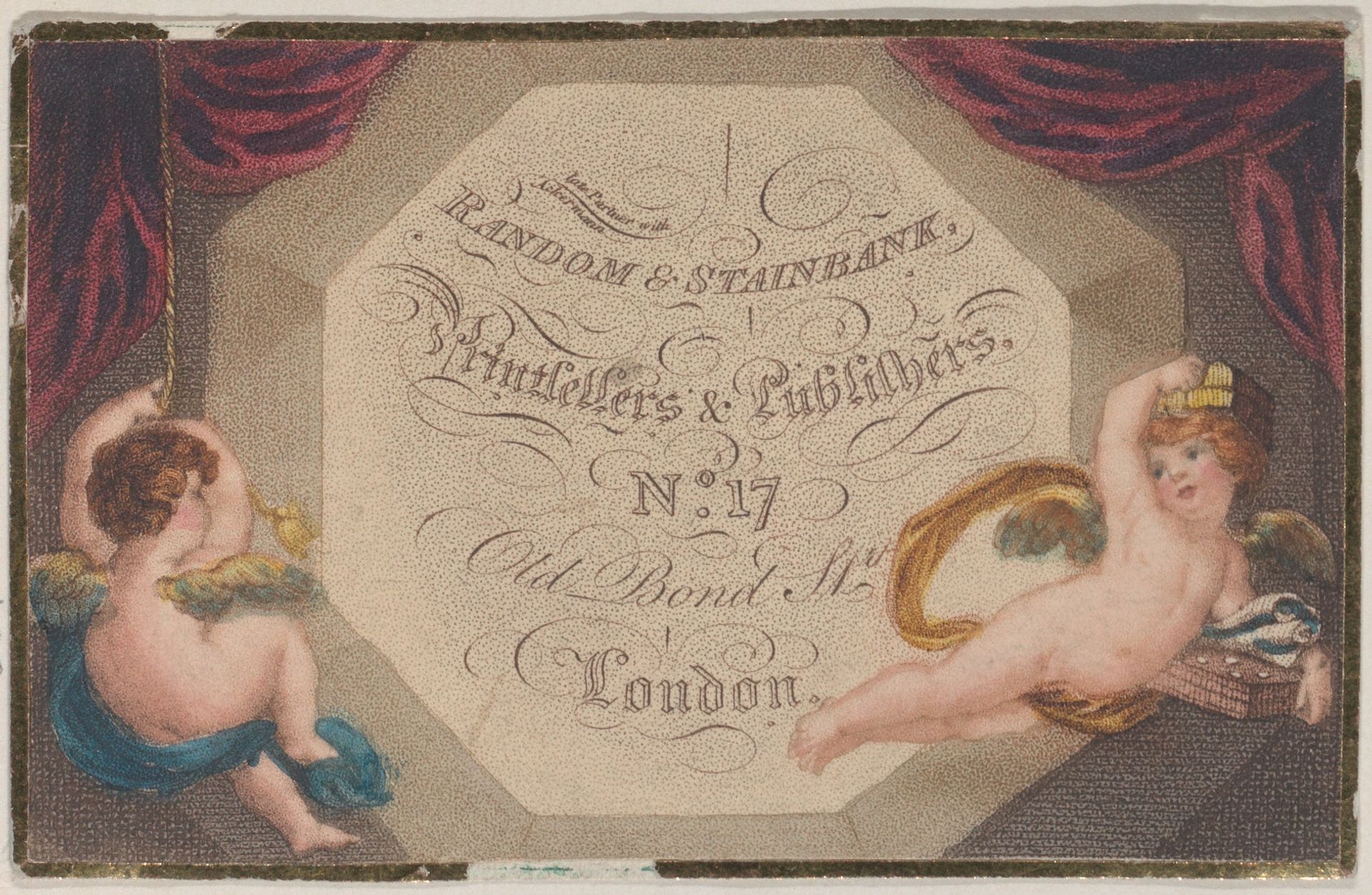 Trade Card for Random & Stainbeck, Printsellers & Publishers by Anonymous