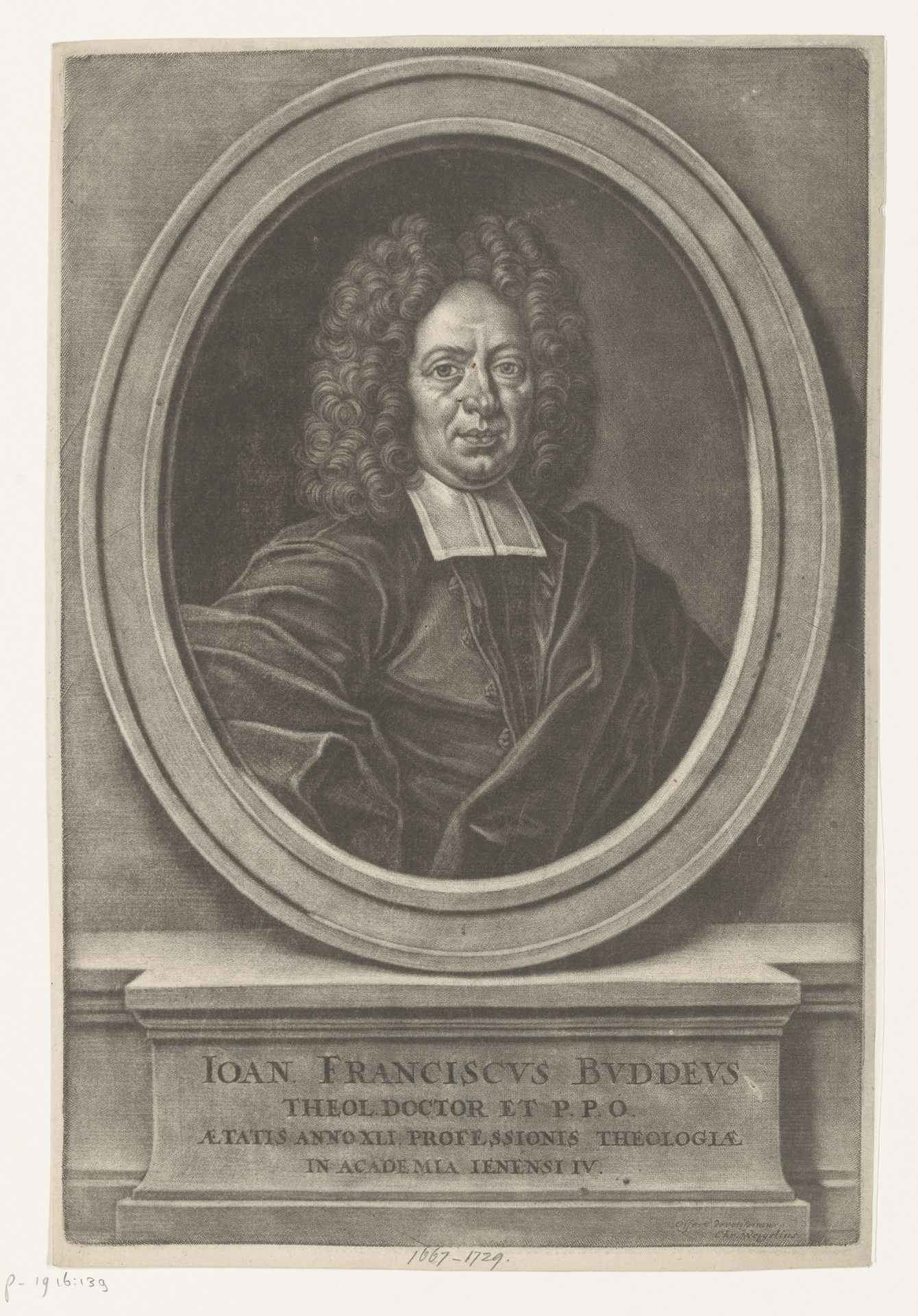 Portret van Johann Franz Buddeus by Christoph Weigel