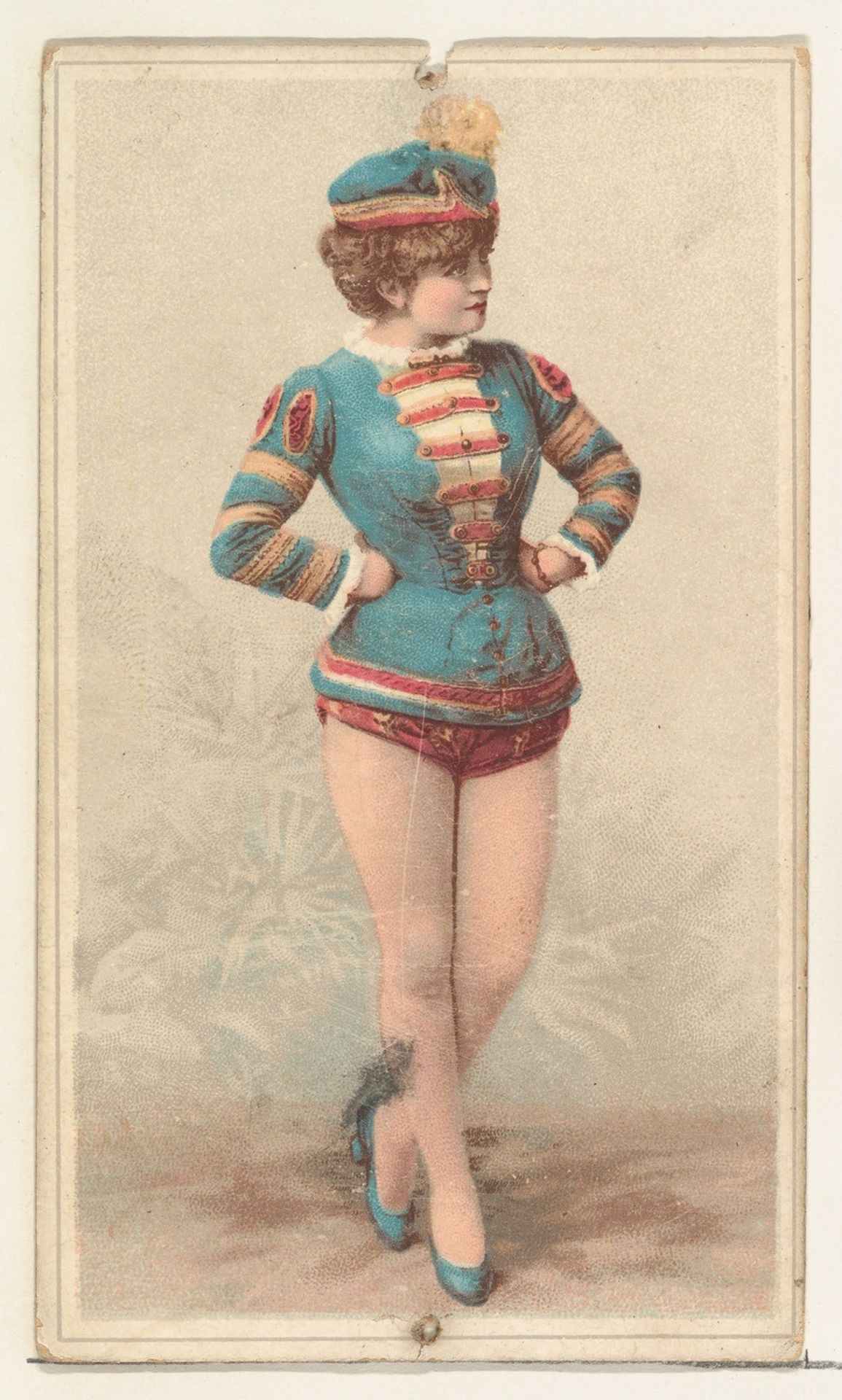 Actress wearing military costume, from Stars of the Stage, Second Series (N130) issued by Duke Sons & Co. to promote Honest Long Cut Tobacco by W. Duke, Sons & Co.