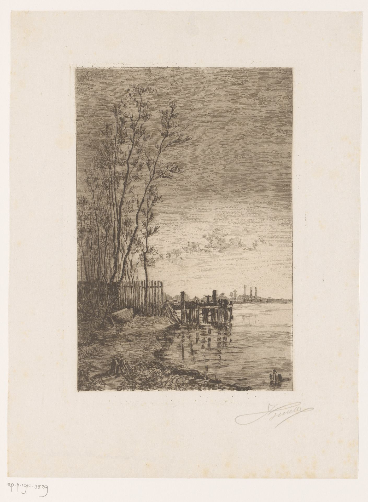 Pier in een rivier by Jules Guiette