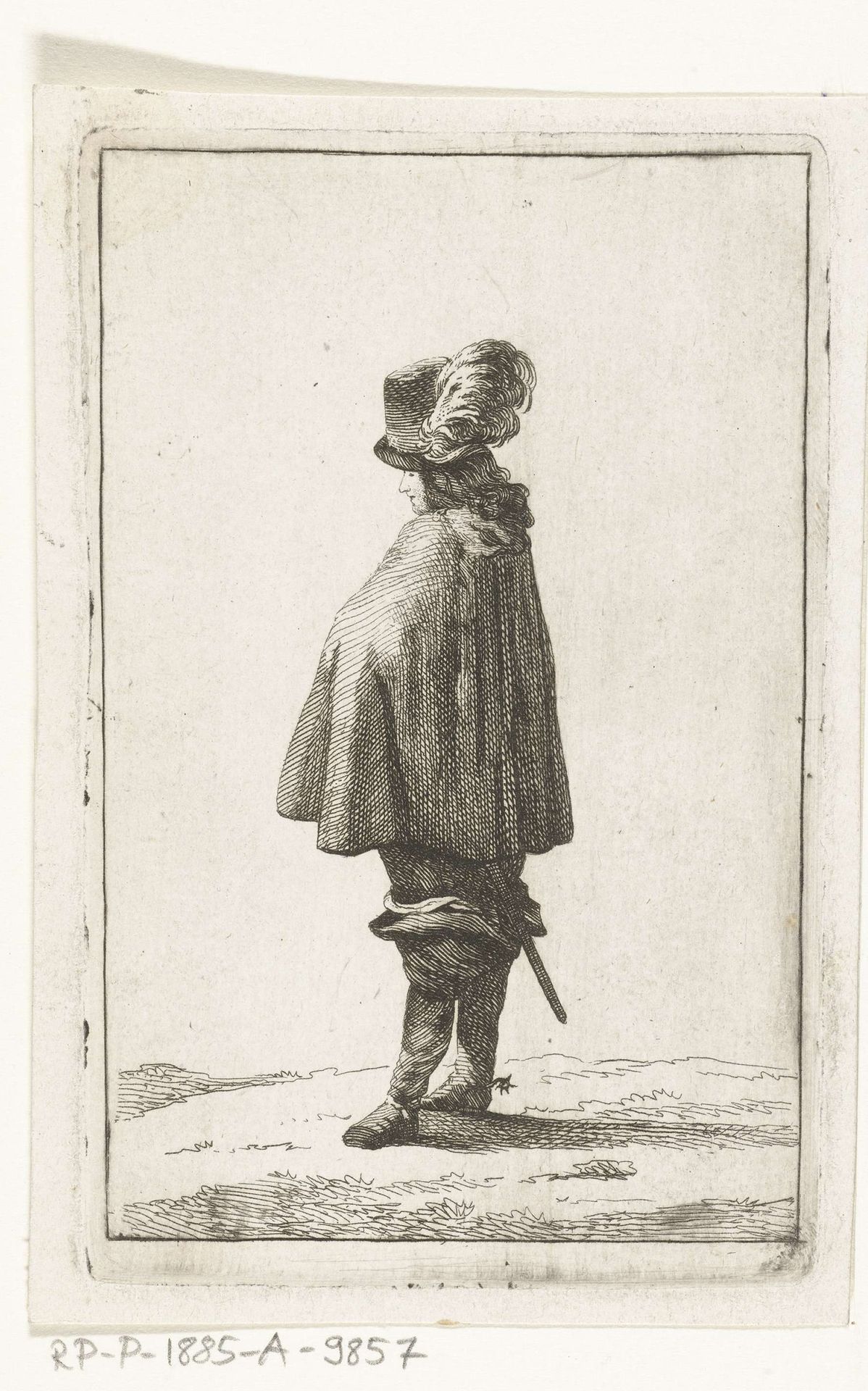 Een man met hoed op de rug gezien by Joannes Bemme