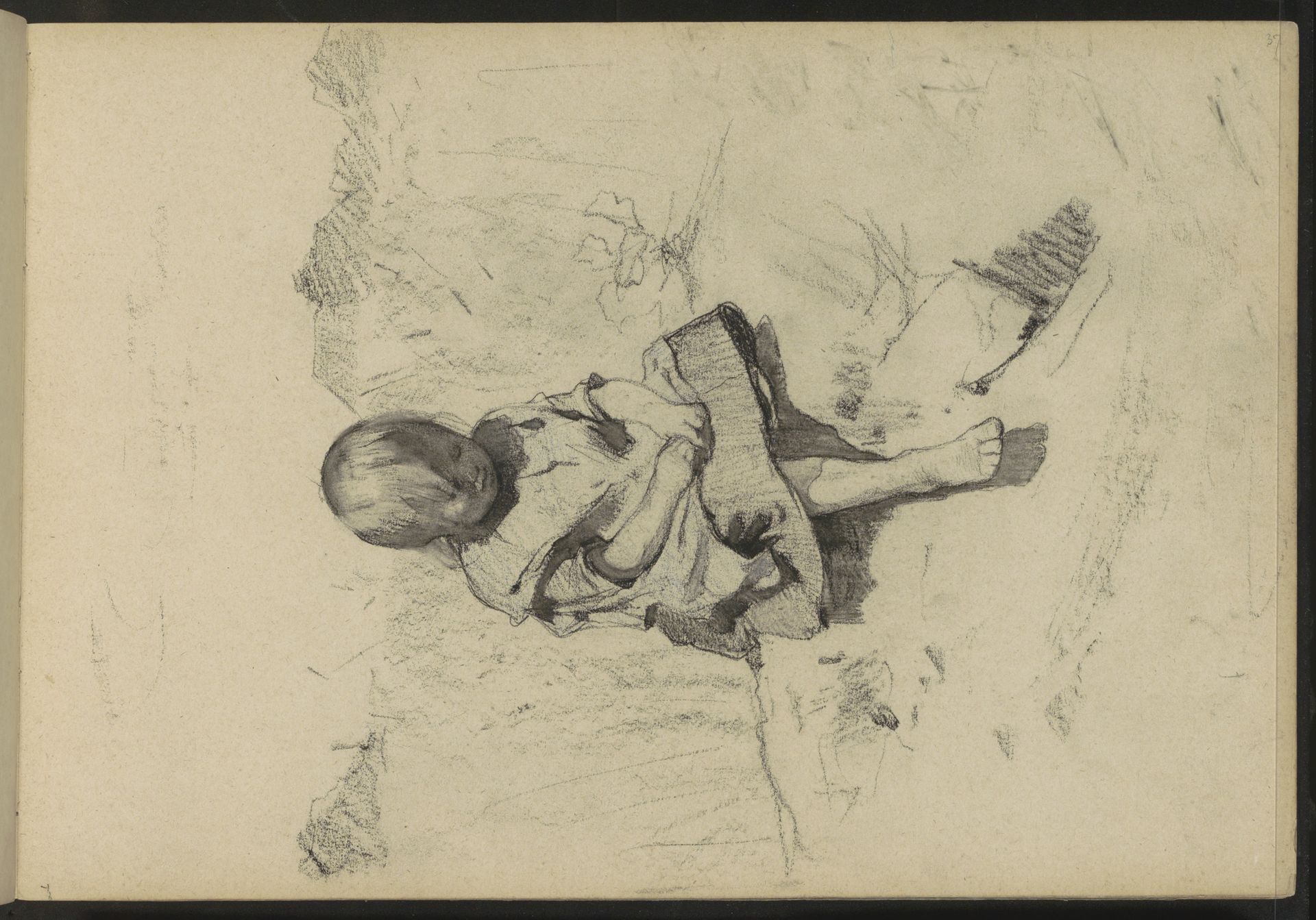 Zittend meisje in een landschap by Willem Witsen