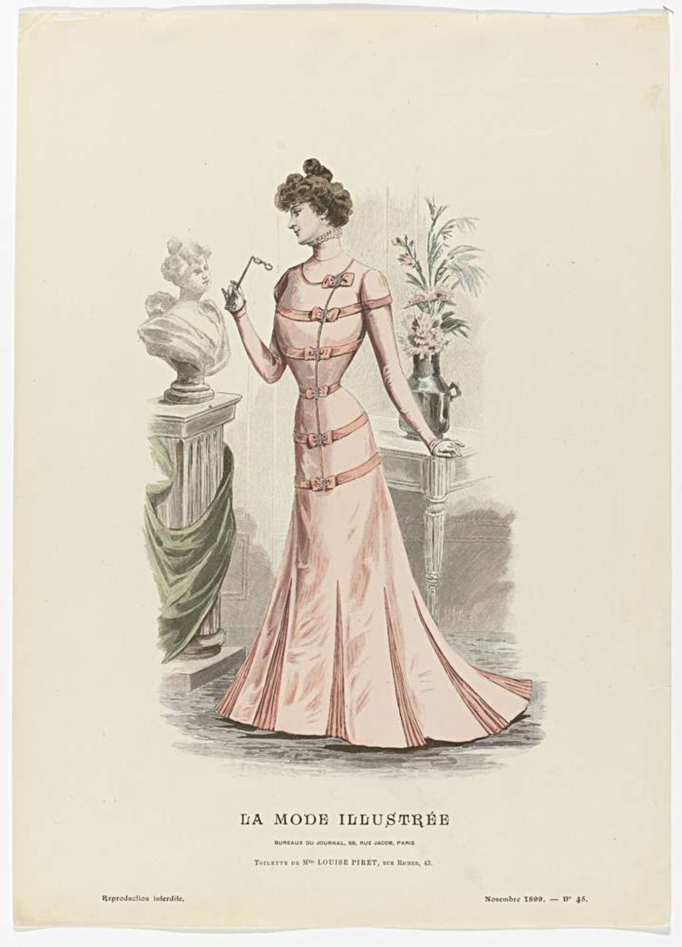 La Mode Illustrée, Novembre 1899, No. 45 : Toilette de Mlle Louise Piret (...) by Cholet