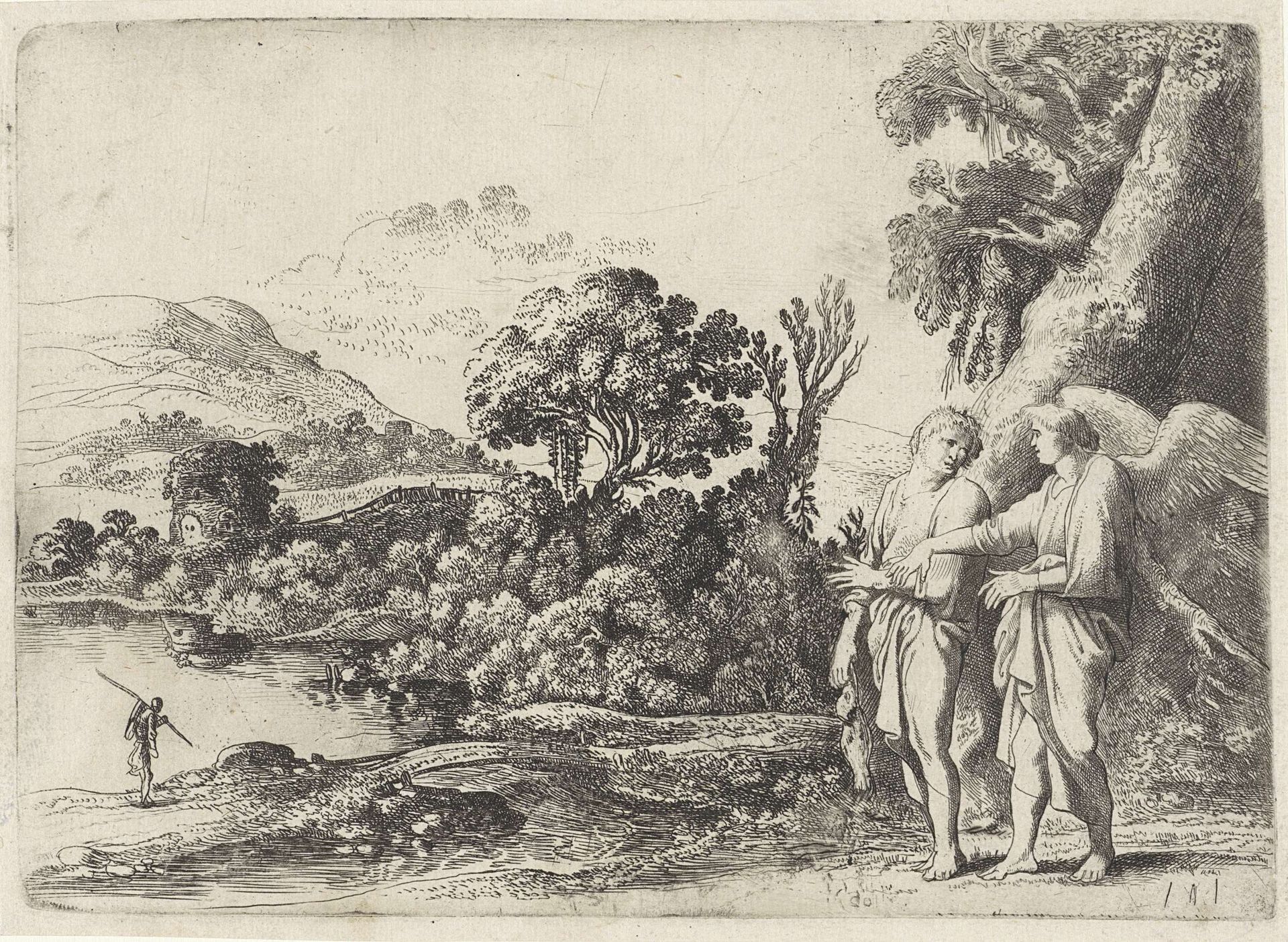 Tobias en de engel onderweg by Moyses van Wtenbrouck