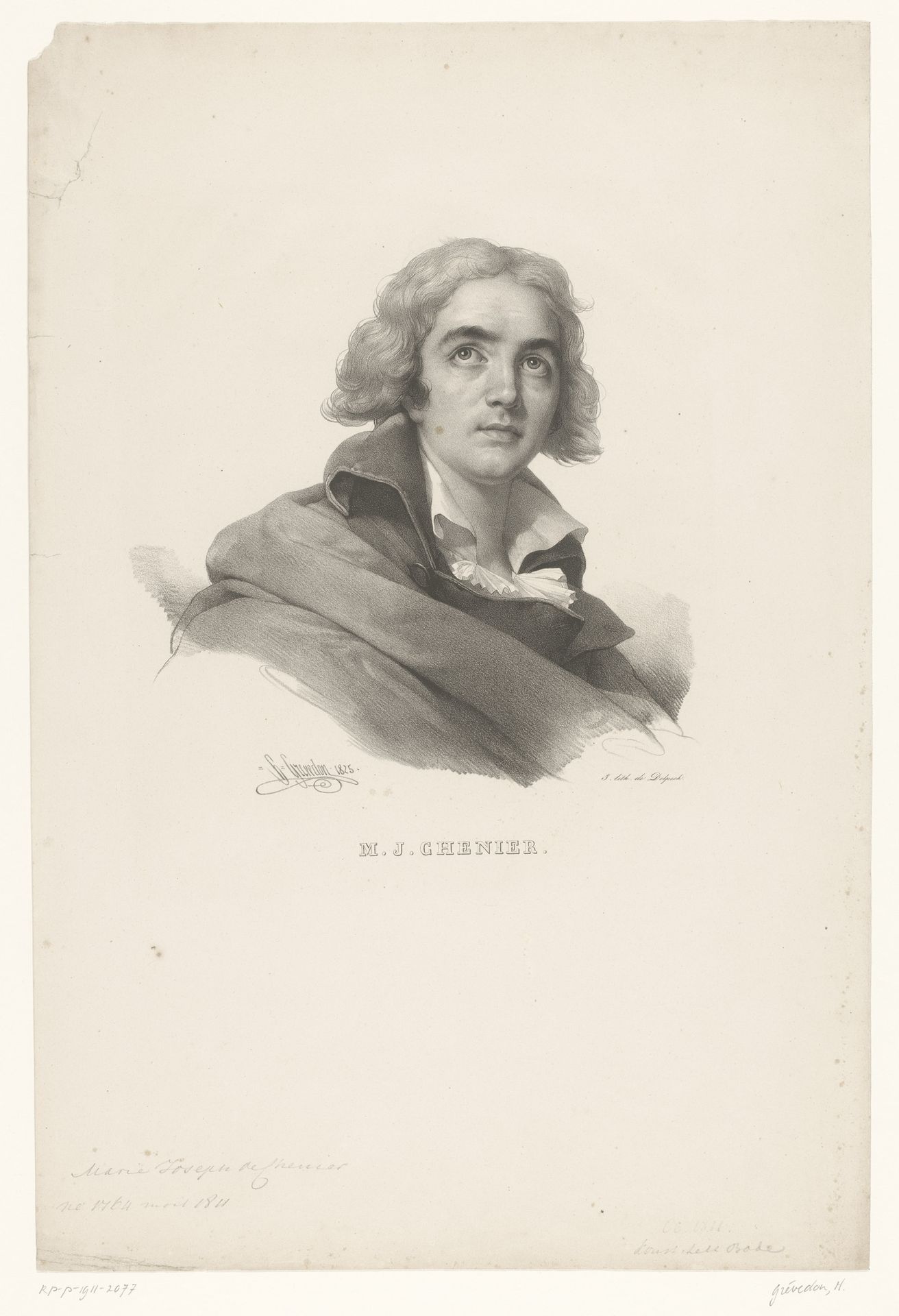 Portret van Marie-Joseph Chénier by Henri Grevedon