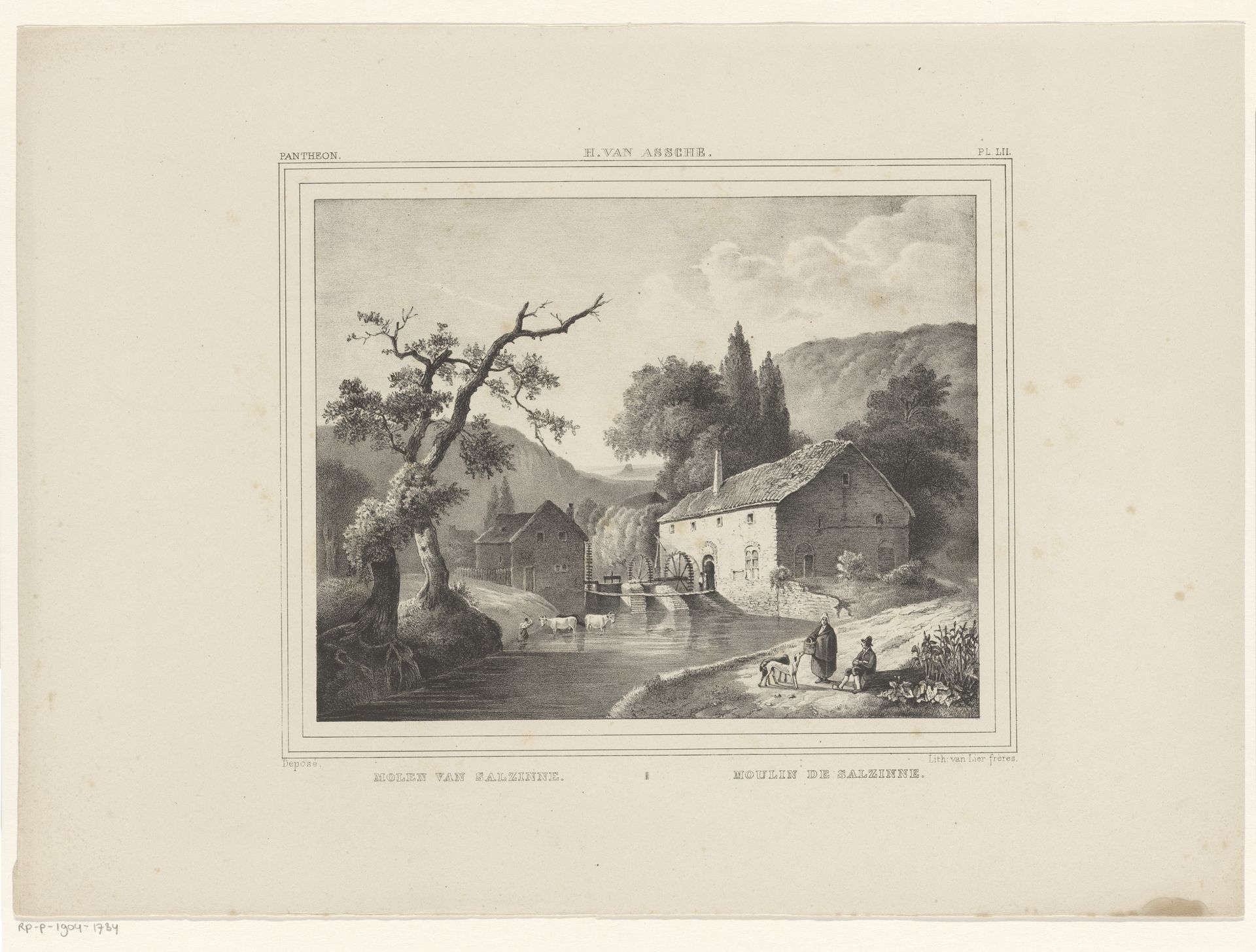 Landschap met watermolen bij Salzinnes by Gebroeders van Lier