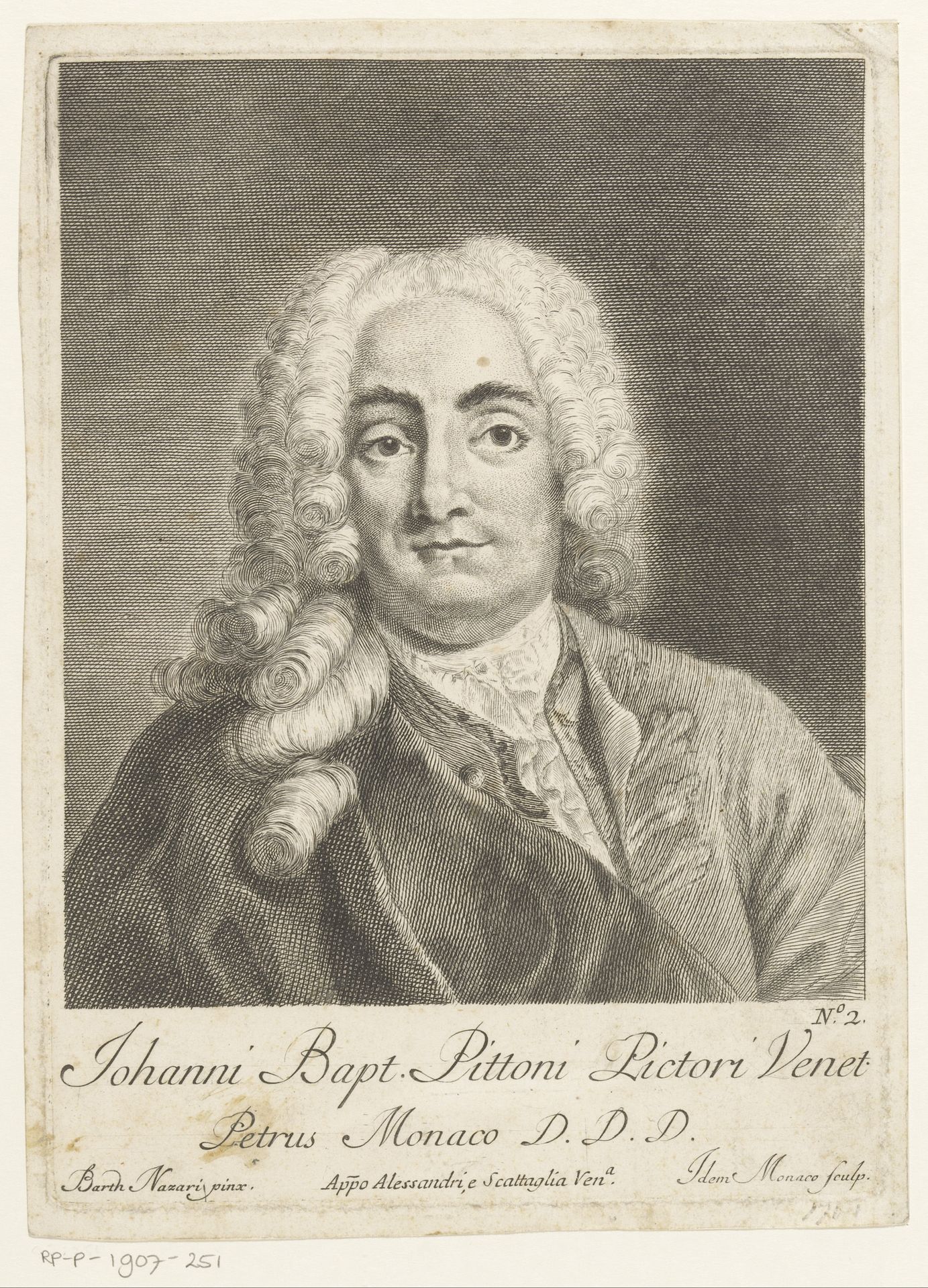 Portret van schilder Giovanni Battista Pittoni by Pietro Monaco