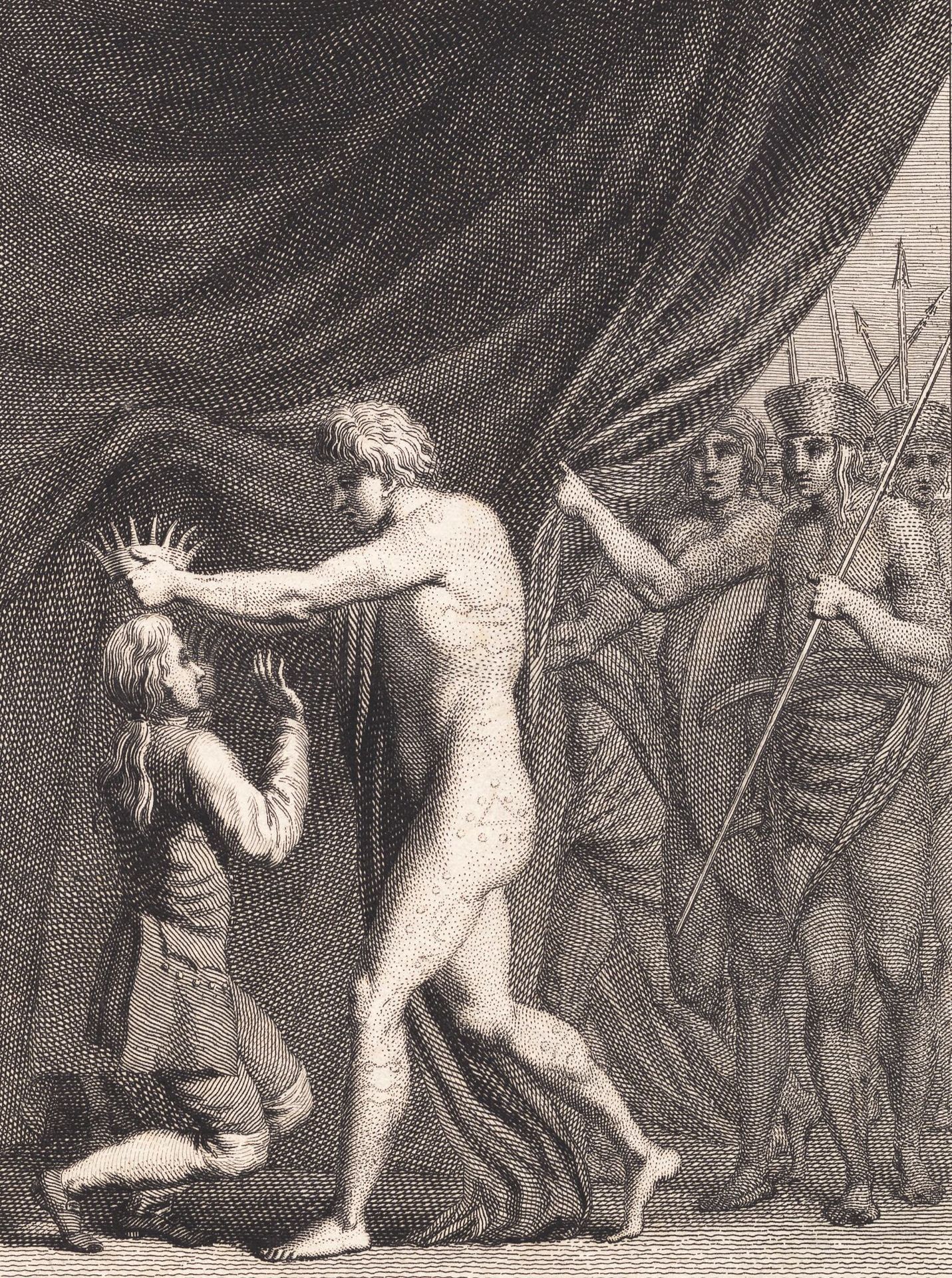Niels Klim krones til kejser over Qvamiterne by J.F. Clemens