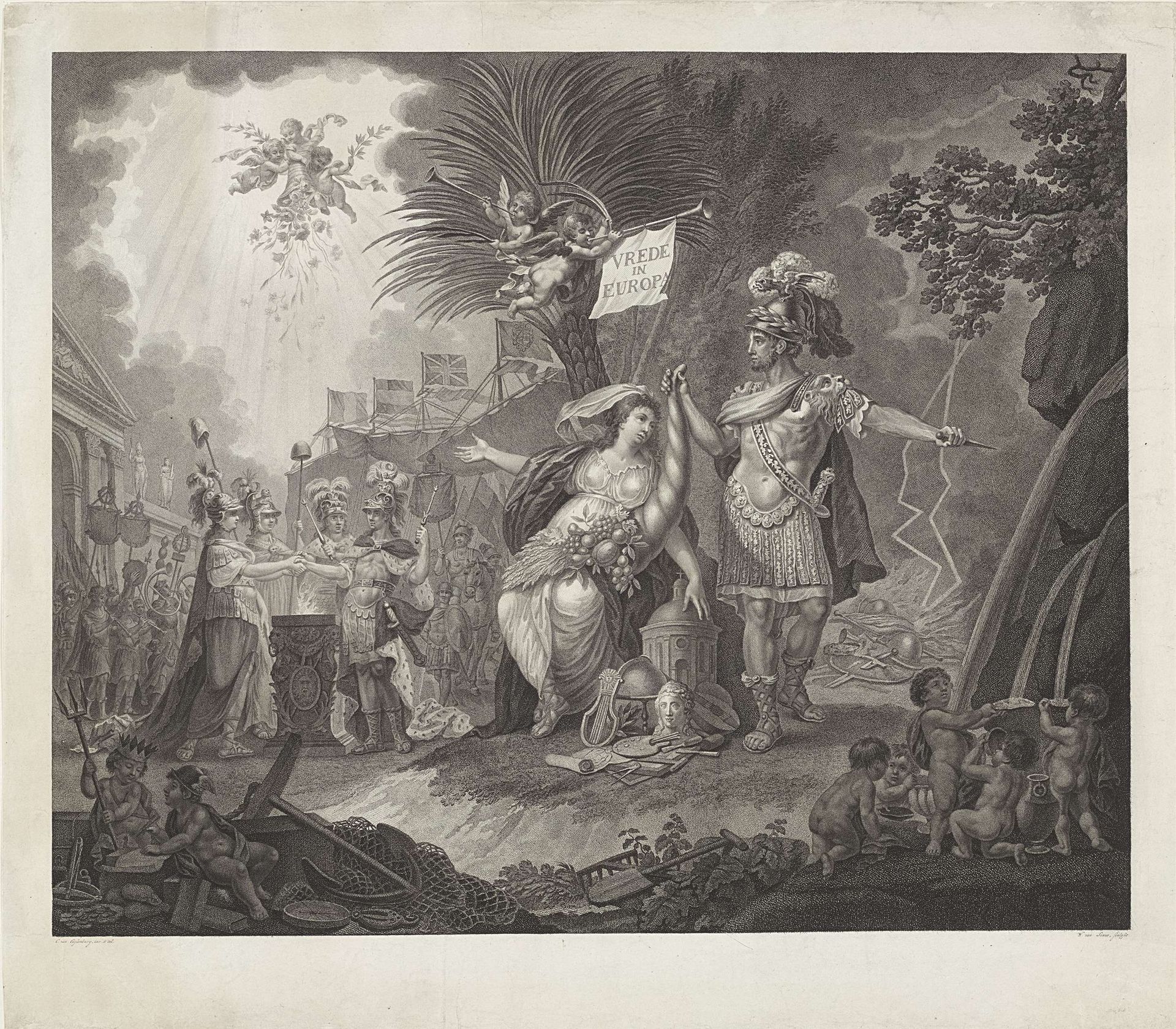Allegorie op de Vrede van Amiens, 1802 by Willem van Senus
