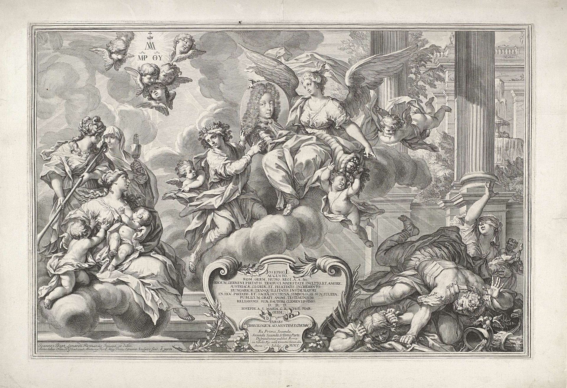 Promotieprent met het portret van de Duitse keizer Jozef I by Arnold van Westerhout