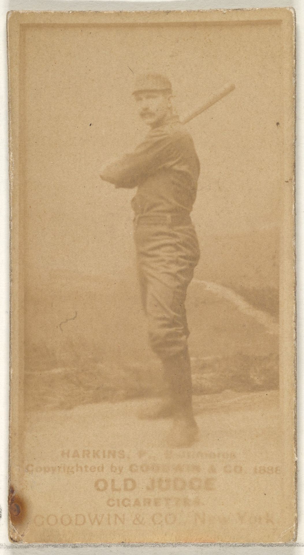 Harkins, Pitcher, Baltimore Orioles, from the Old Judge series (N172) for Old Judge Cigarettes by Goodwin & Company