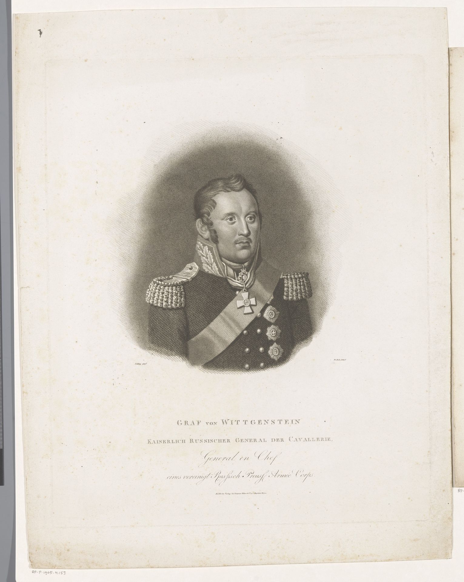 Portret van Ludwig Adolph Peter von Sayn-Wittgenstein by Johann Friedrich Bolt