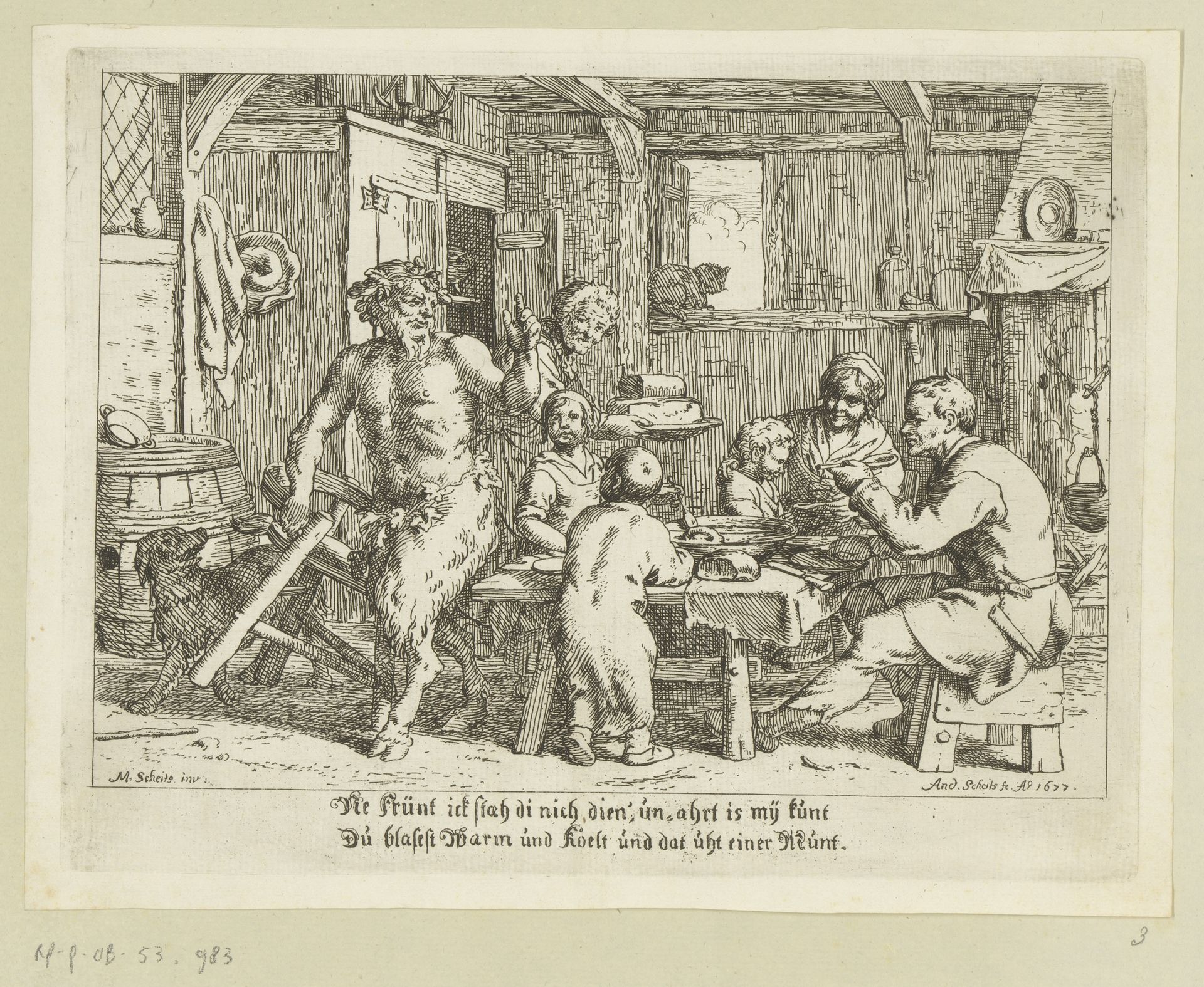 Sater aan tafel bij een boeren familie by Andreas Scheits