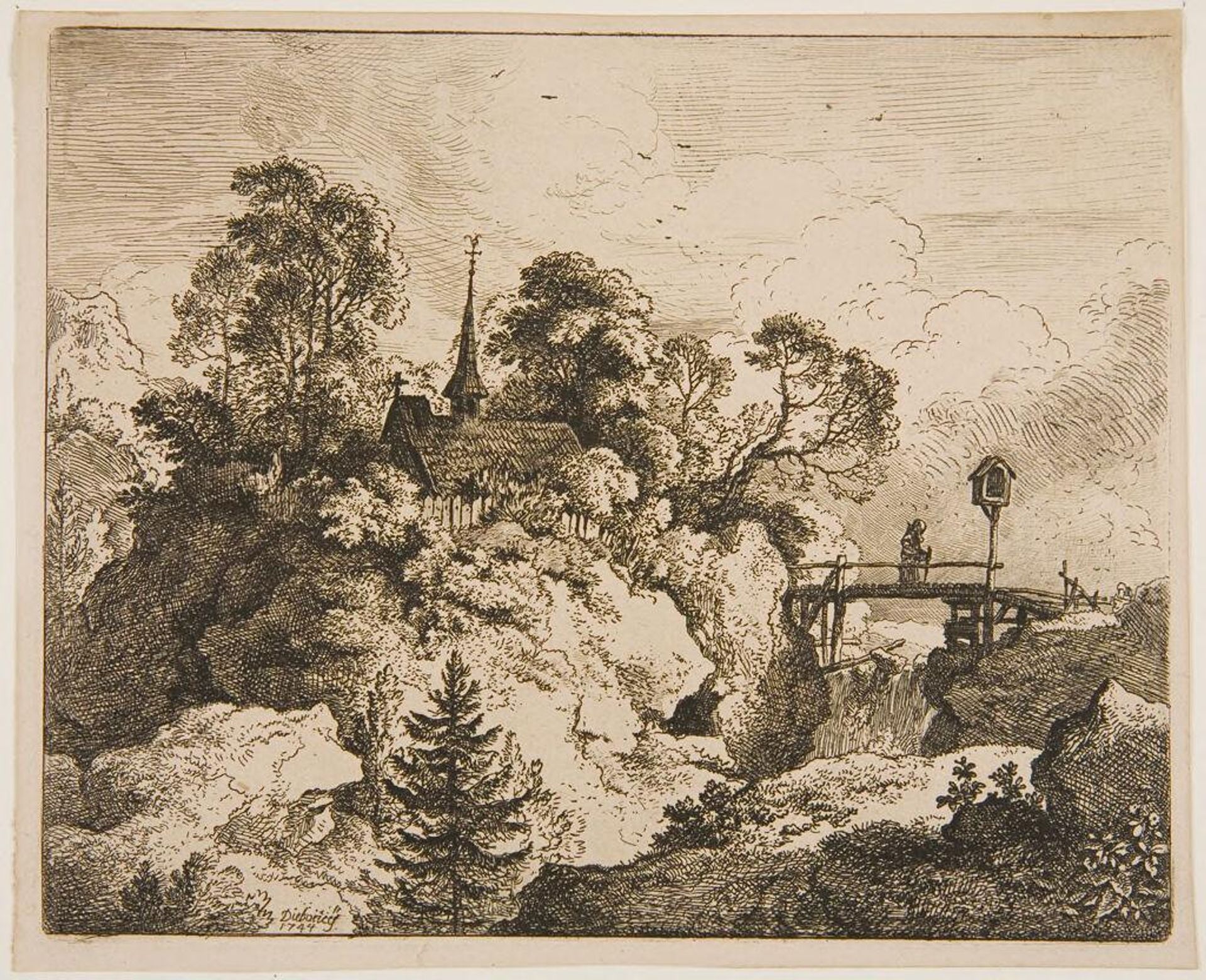 Hermit on a Bridge by Christian Wilhelm Ernst Dietrich