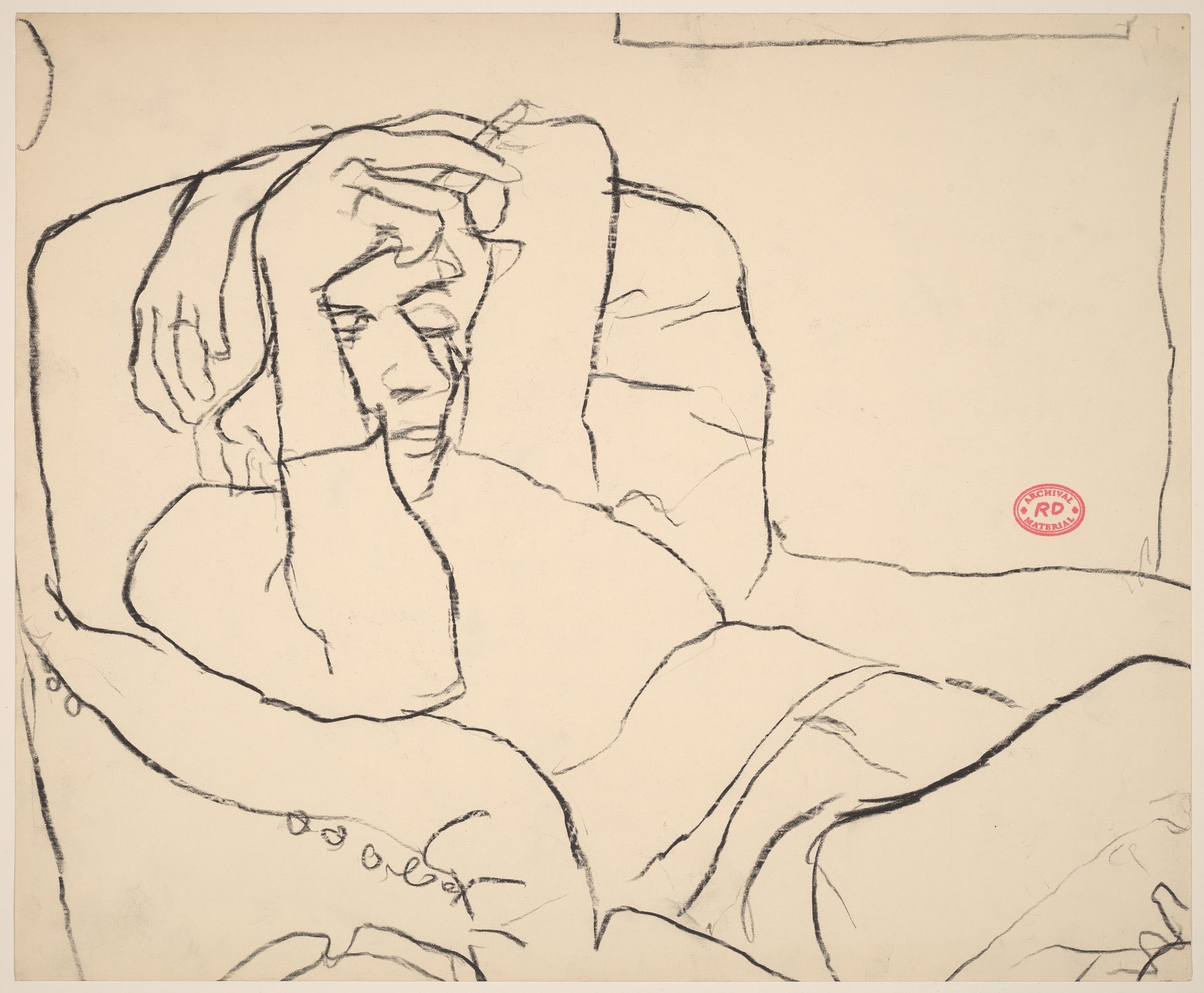 untitled [cigarette smoker in an armchair] by Richard Diebenkorn