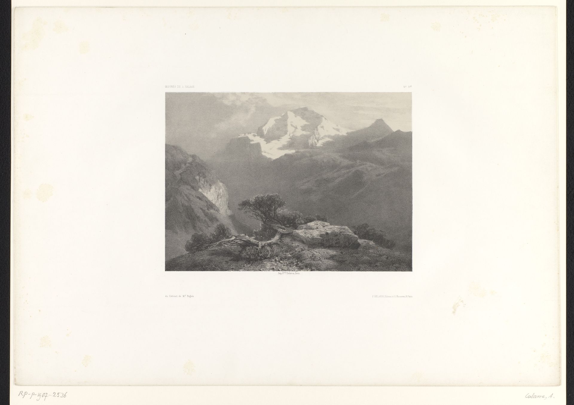 Berglandschap met struiken en afgrond by Alexandre Calame