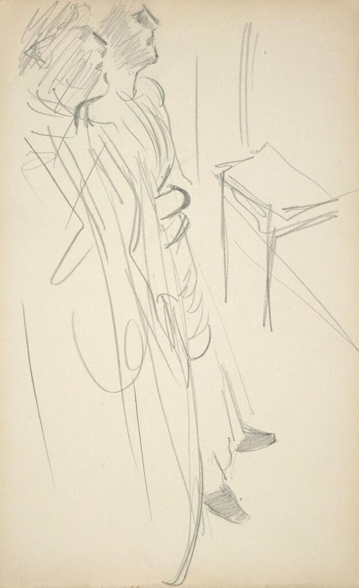 Blank page; verso: Two Standing Figures by John Singer Sargent