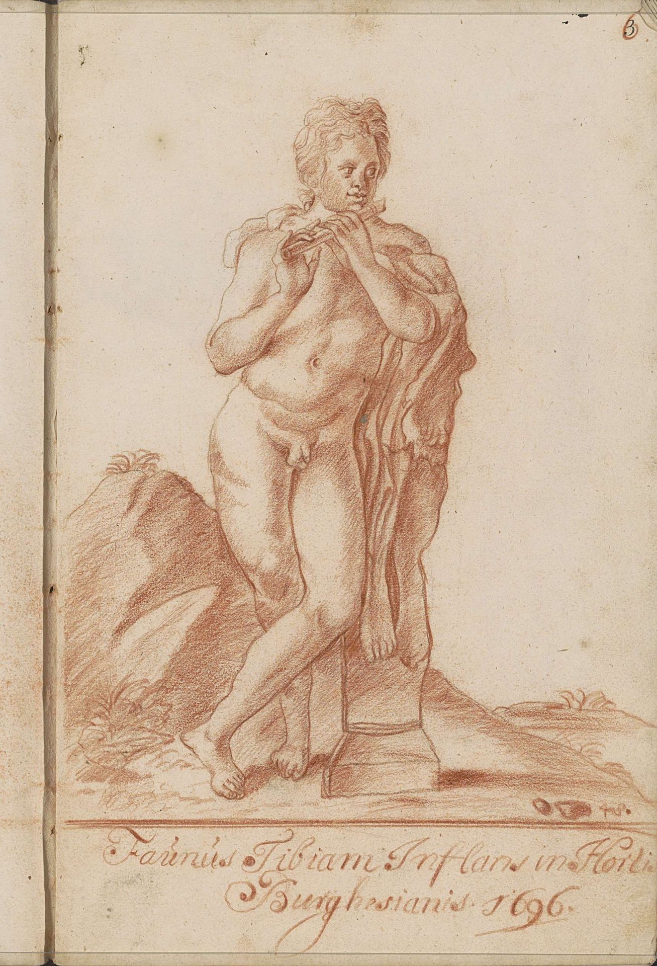 Op een fluit spelende faun by Hendrick van Beaumont