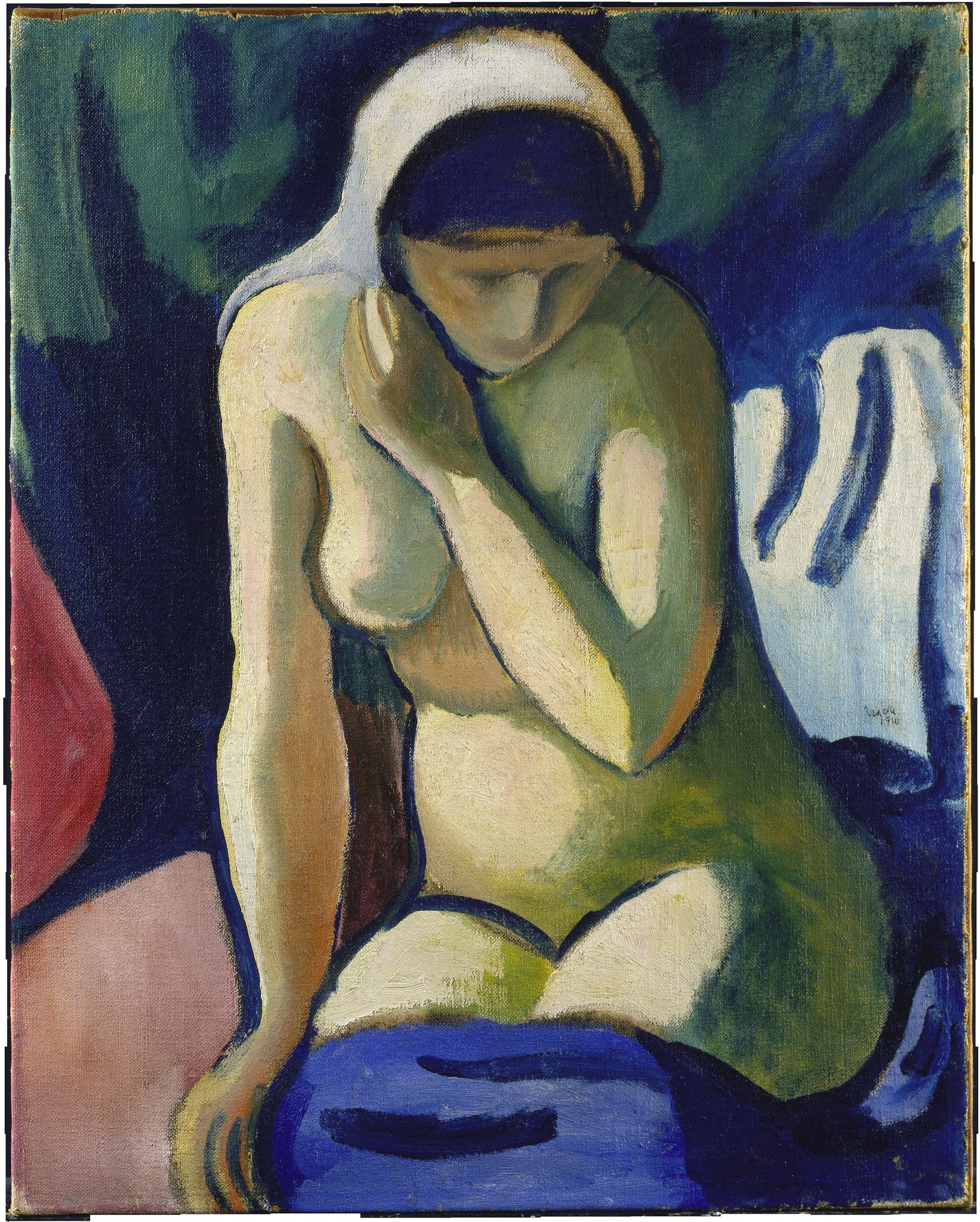 Naked Girl with Headscarf by August Macke