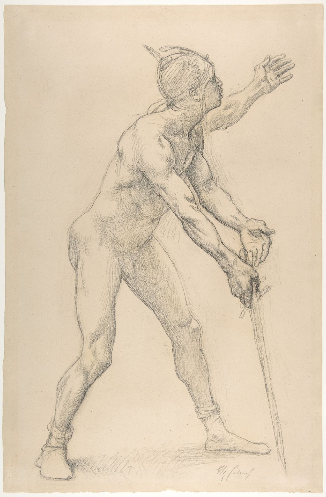 Nude Male Figure with a Sword by Alexandre Cabanel