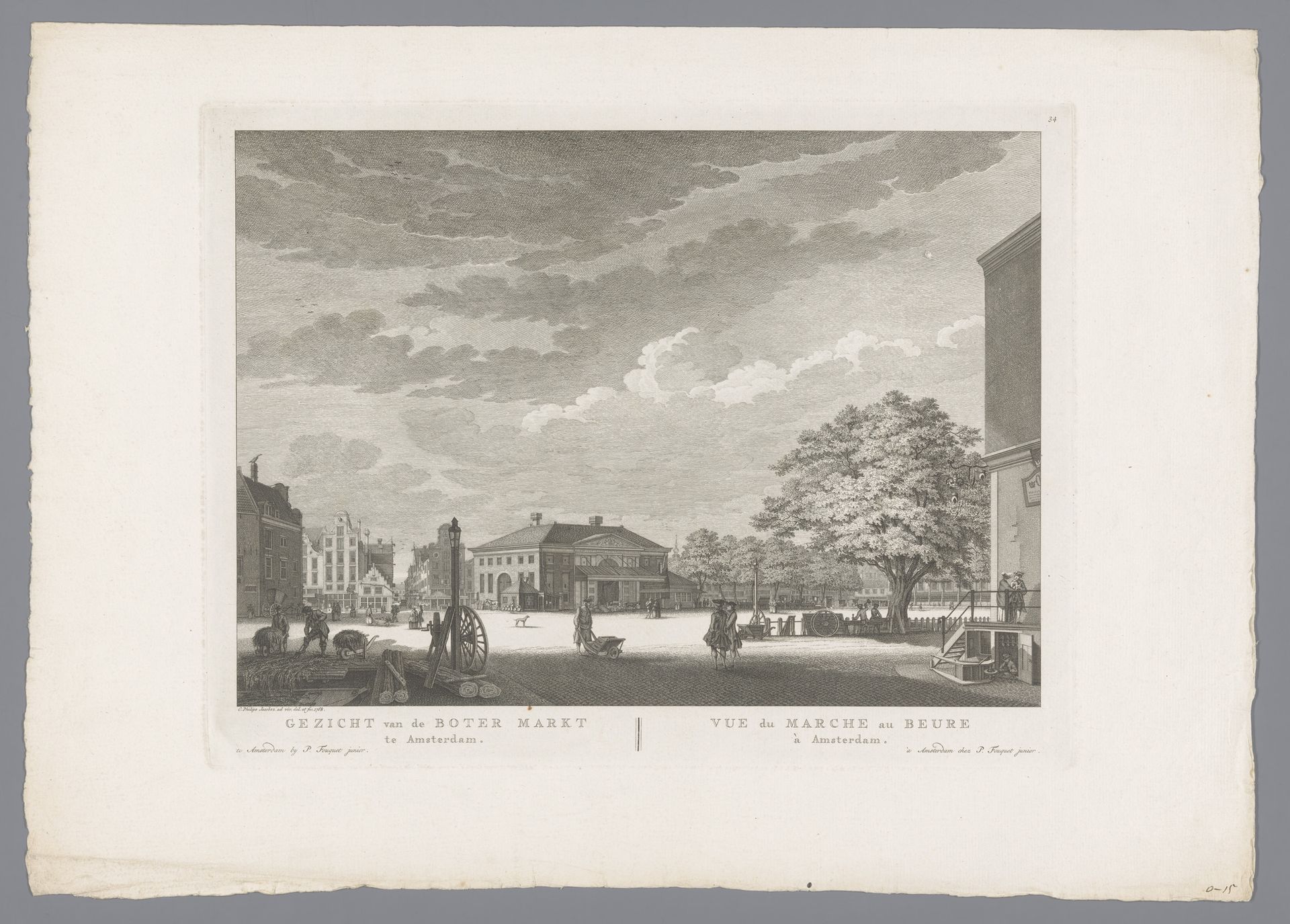 Gezicht op de Botermarkt in Amsterdam by Caspar Jacobsz. Philips