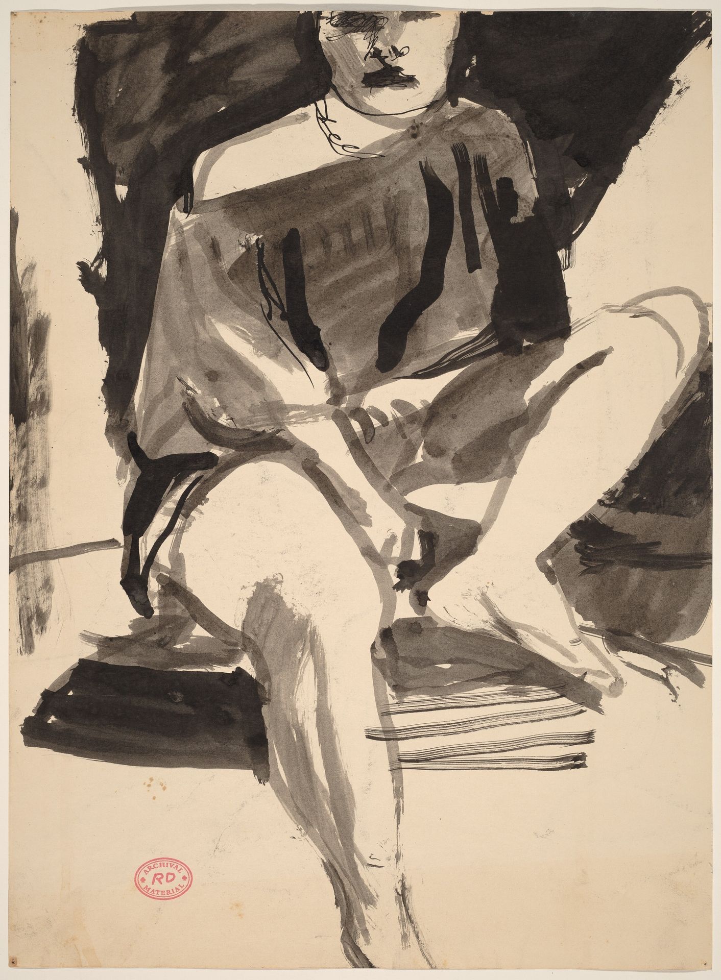 Untitled [seated figure with bare shoulder] [recto] by Richard Diebenkorn