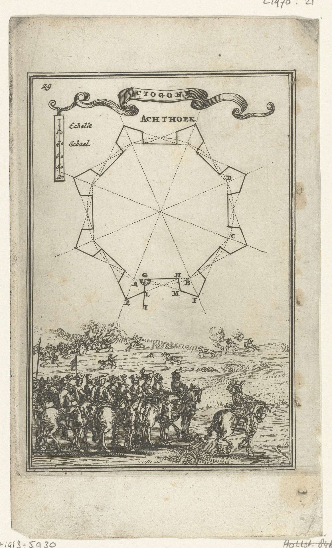 Illustratie voor 'Den Arbeid van Mars' van Allain Manesson Mallet by Romeyn de Hooghe
