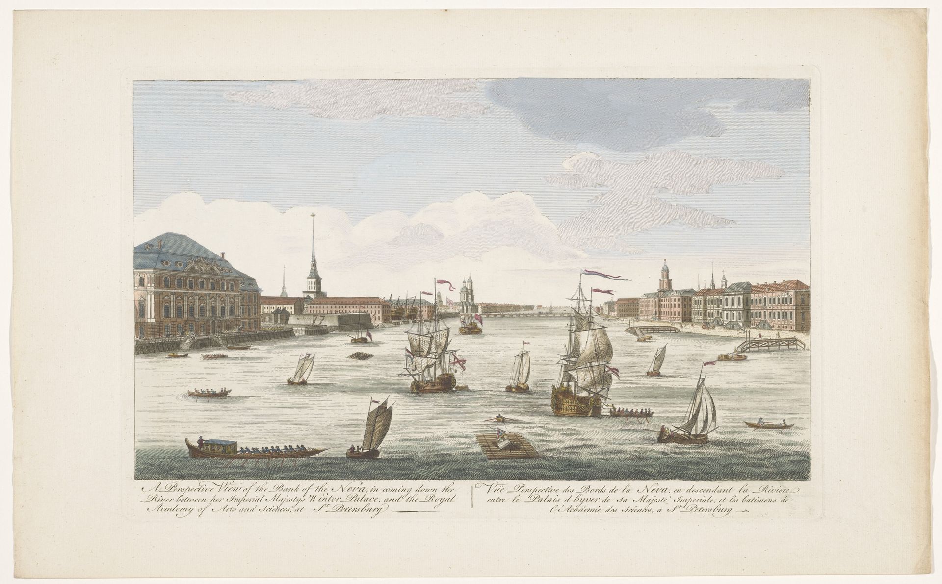 Gezicht op de rivier de Neva te Sint-Petersburg, gezien met de stroom mee by Robert Sayer