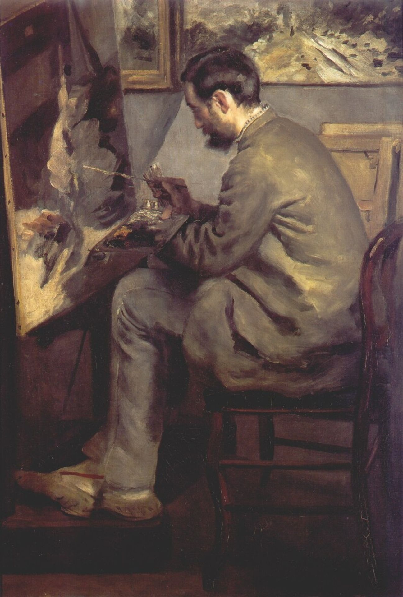 Frederic Bazille Painting The Heron (Frederic Bazille at his Easel) by Pierre-Auguste Renoir