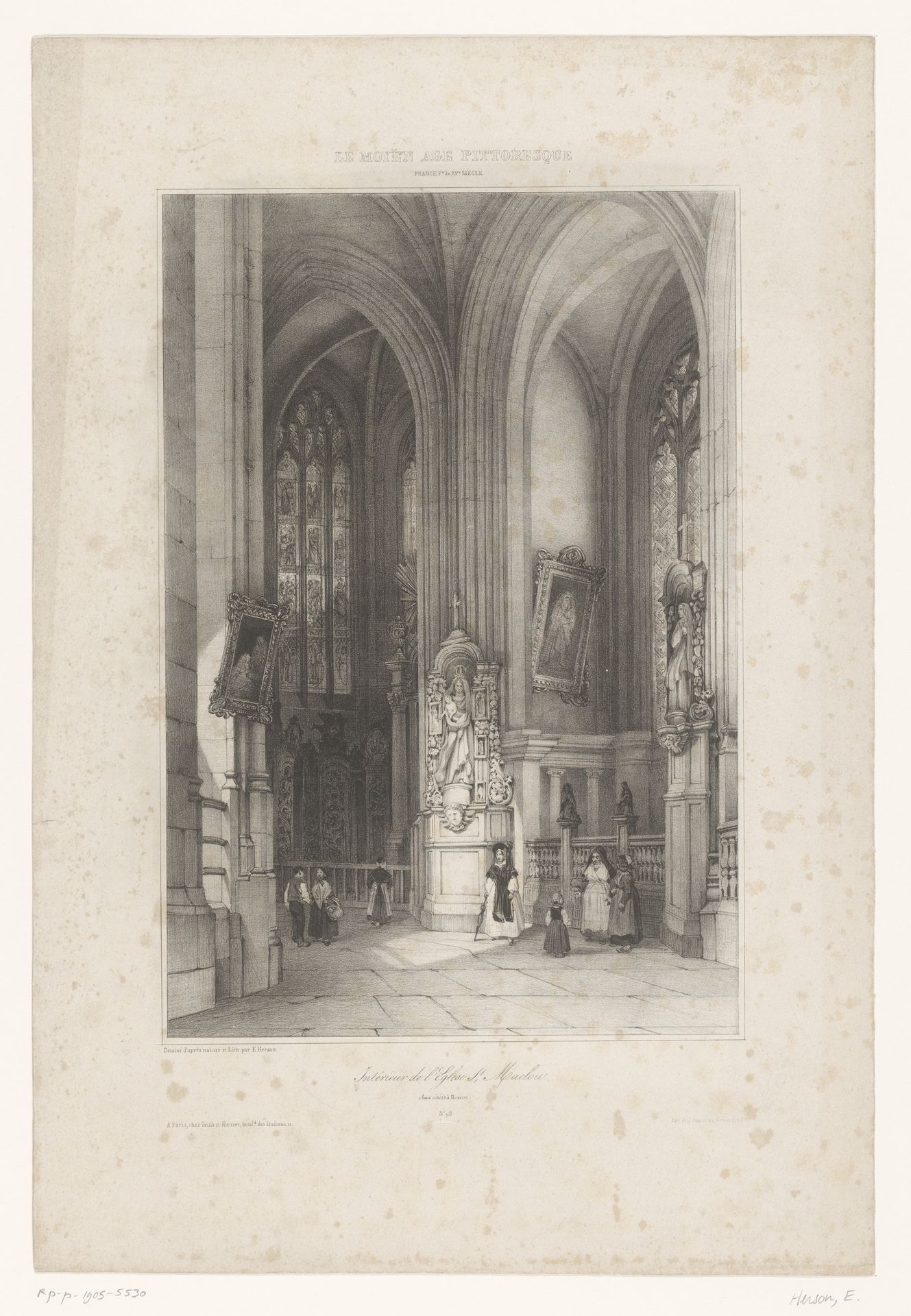 Interieur van de Saint-Maclou te Rouen by Emile Herson