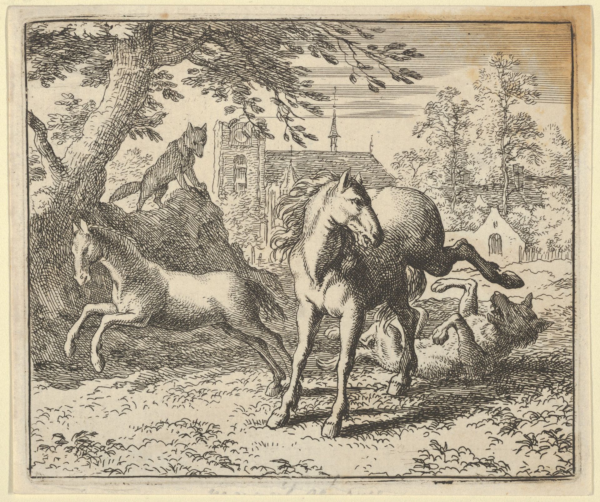 Renard Goes with the Badger to Court to Appease the Lion's Anger from Hendrick van Alcmar's Renard The Fox by Allart van Everdingen