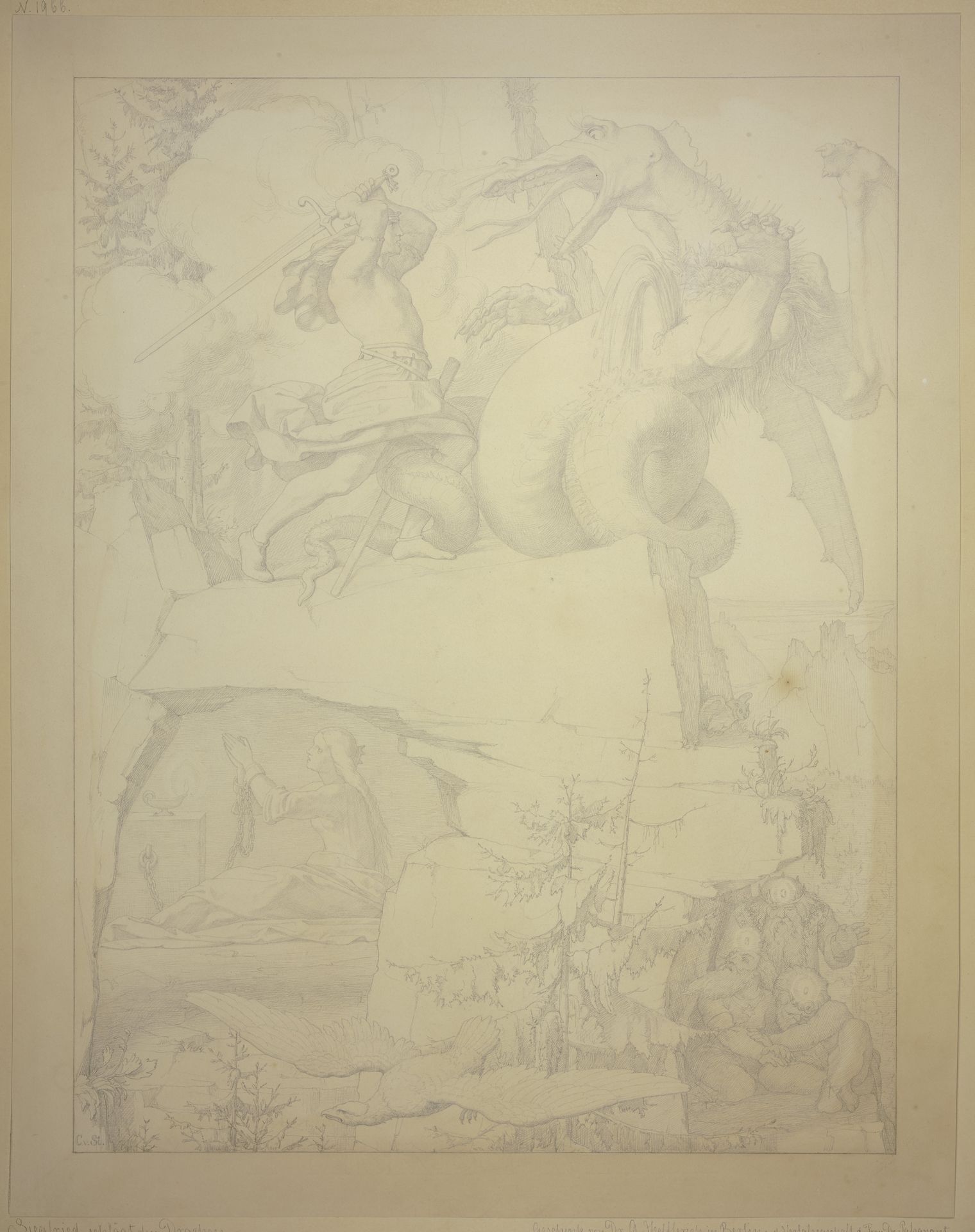 Siegfried erschlägt den Drachen by Carl Friedrich von Stralendorff