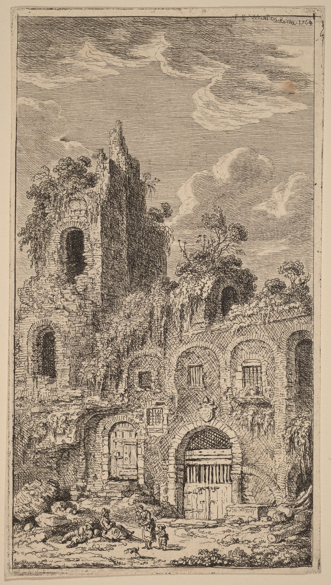 Fragment of the Old City Wall at San Giovanni Laterano by Franz Edmund Weirotter