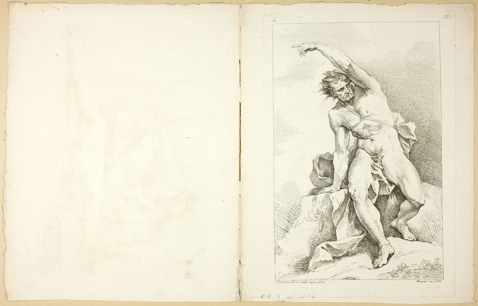 Figure (recto and verso), from Premier livre de figures d’Academies gravées en Partie par les Professeurs de l’ Académie Royale by Charles-Joseph Natoire