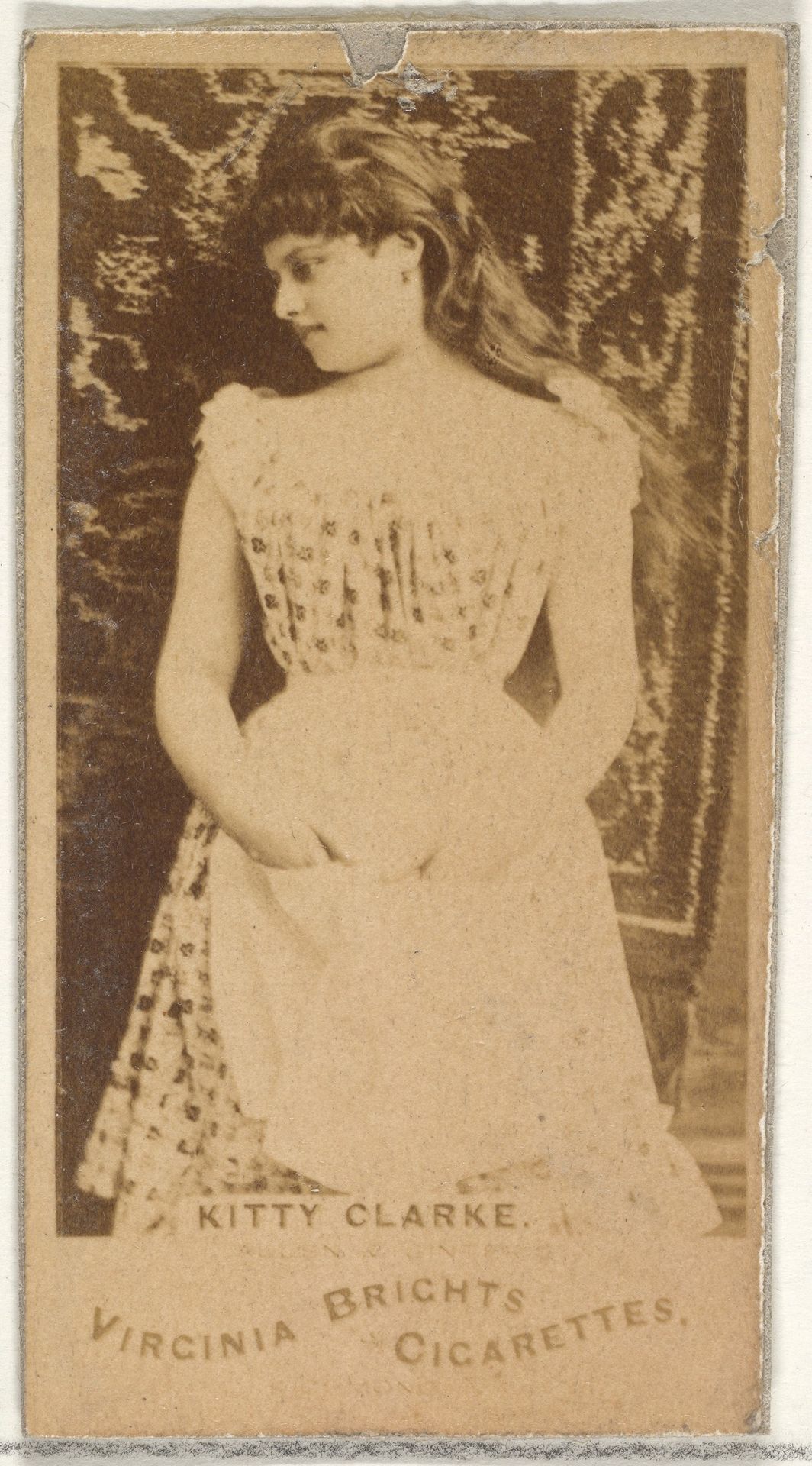 Kitty Clarke, from the Actors and Actresses series (N45, Type 1) for Virginia Brights Cigarettes by Allen & Ginter