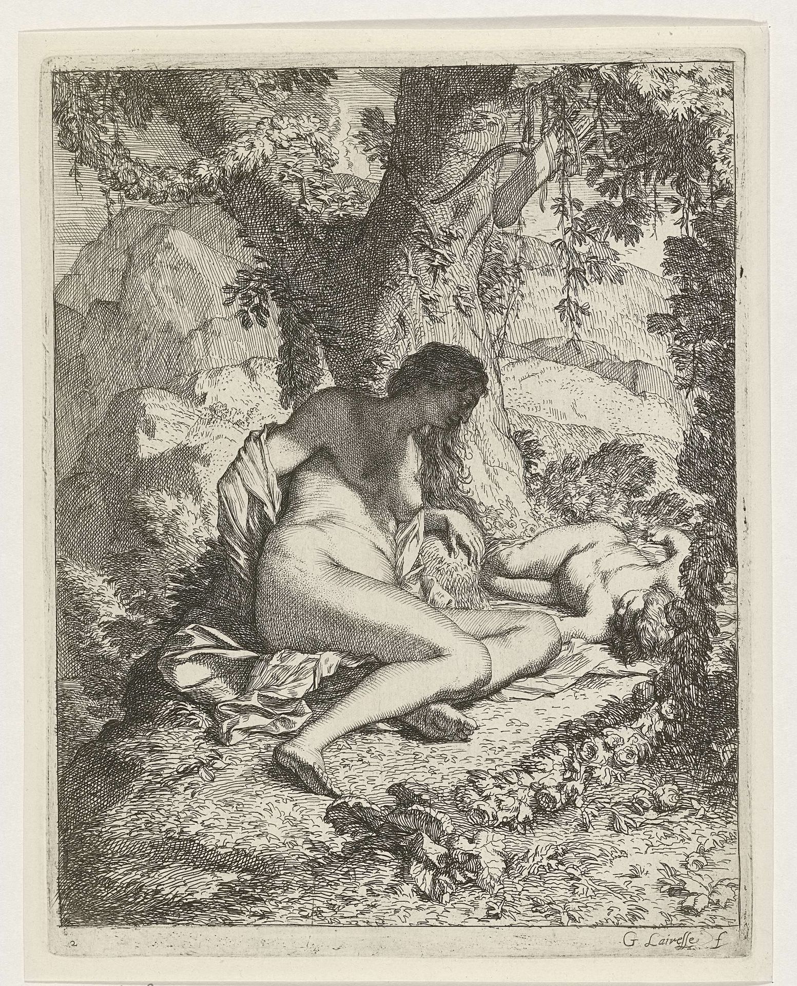 Venus en de slapende Amor by Gerard de Lairesse