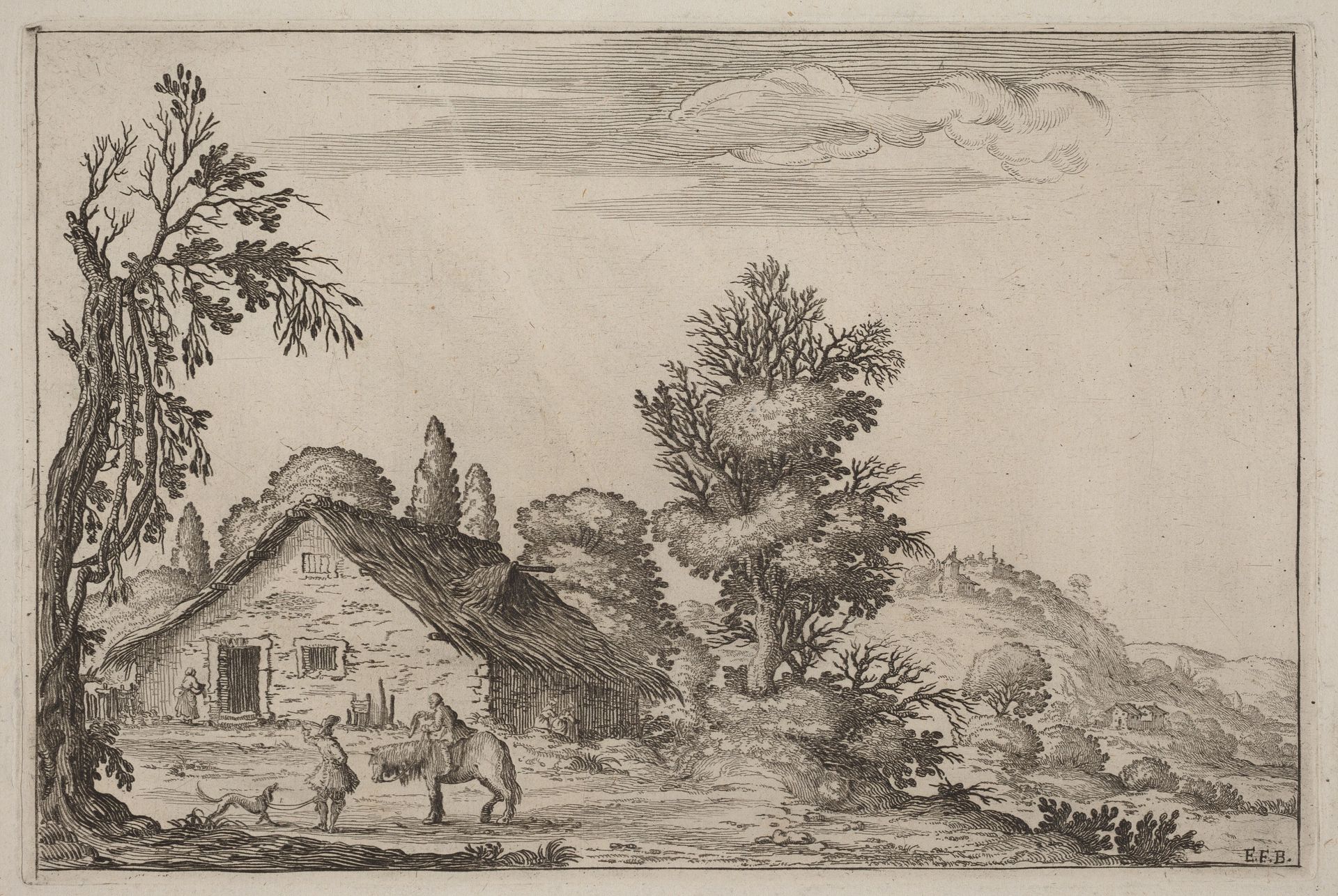 Landscape with a Traveler before a Cottage by Ercole Bazicaluva